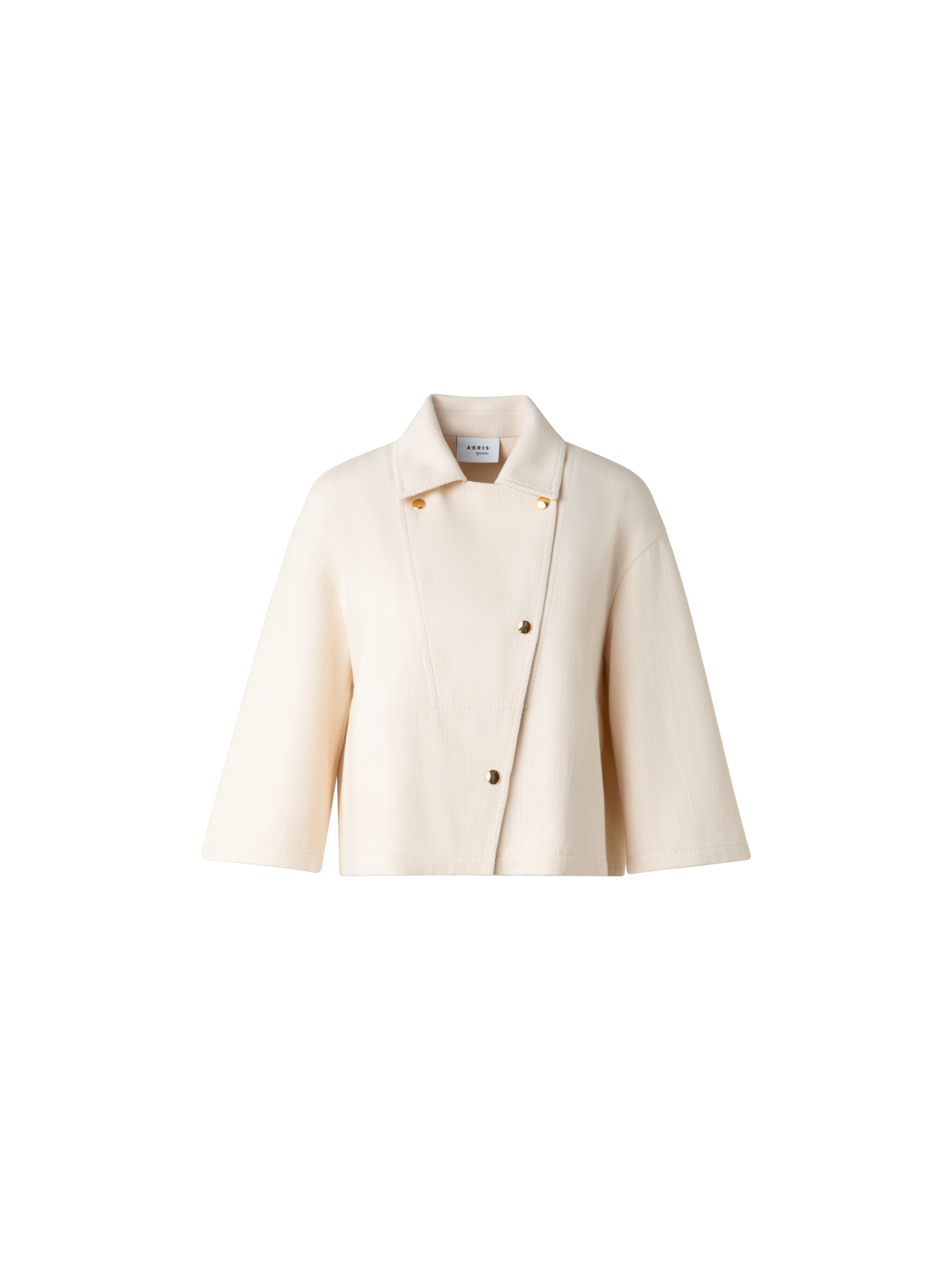 Designer Short Sleeved Denim Biker Jacket - neutral - ecru - white