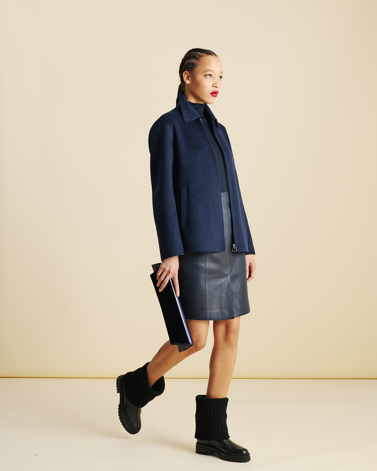 Designer Relaxed Cashmere Double-Face Shirt Jacket - neutral - navy - blue #editorial