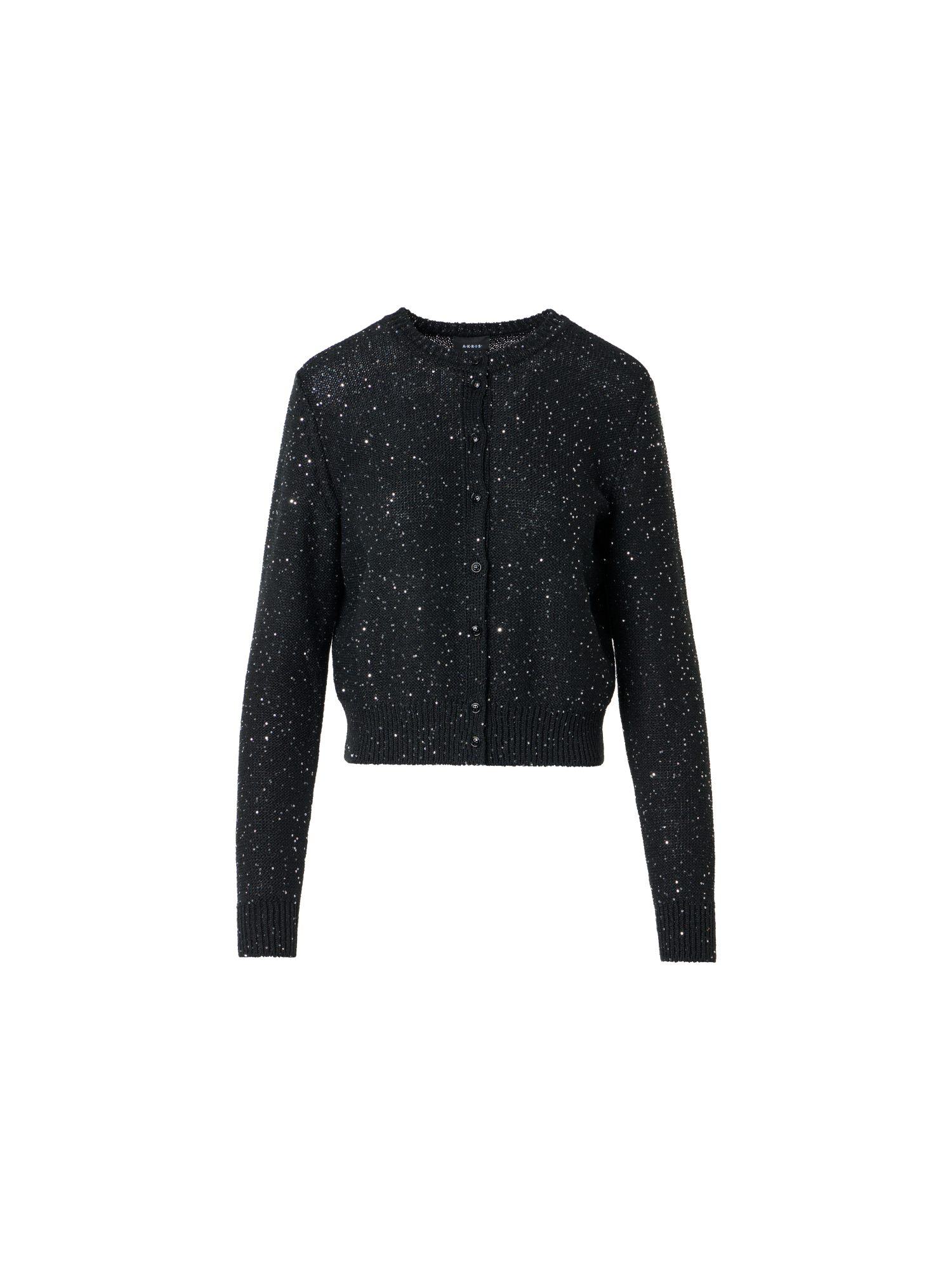 Designer Cardigan in Linen Cotton with Micro Sequins - black - neutral
