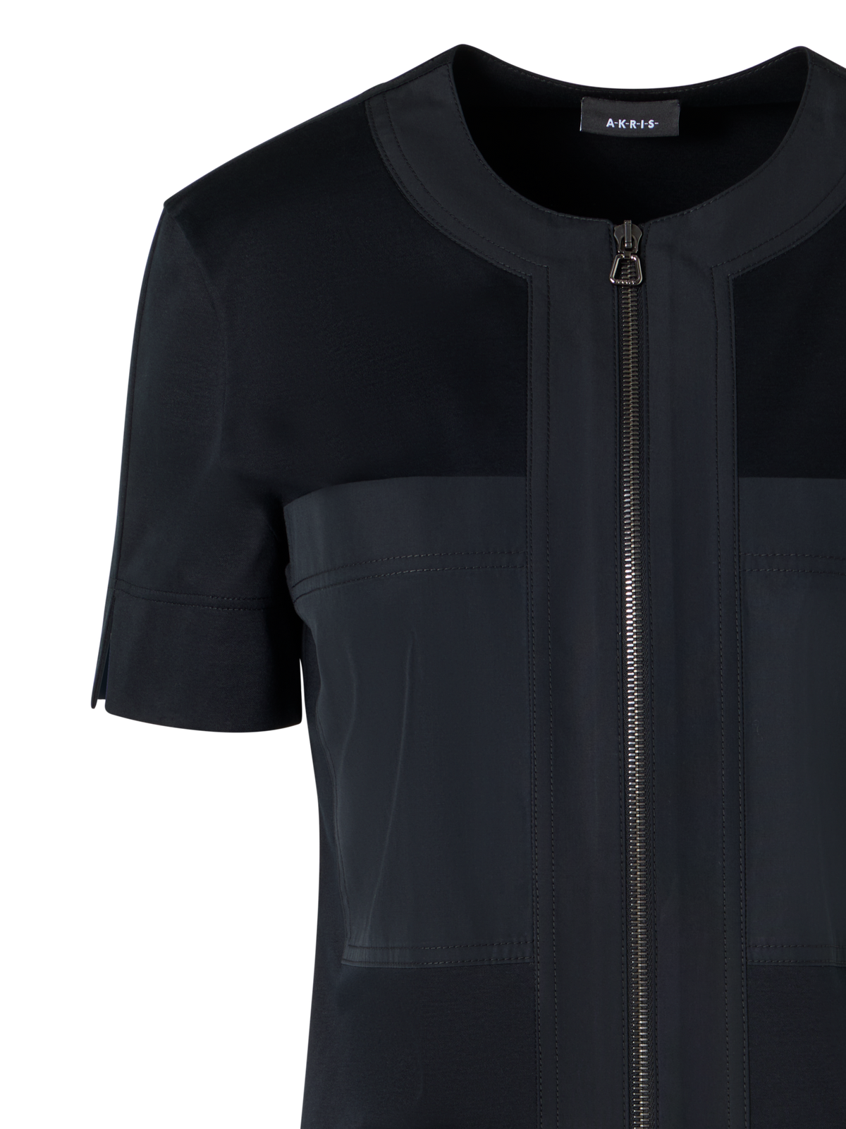 Designer Short-Sleeve Cotton Jersey Blouse - black