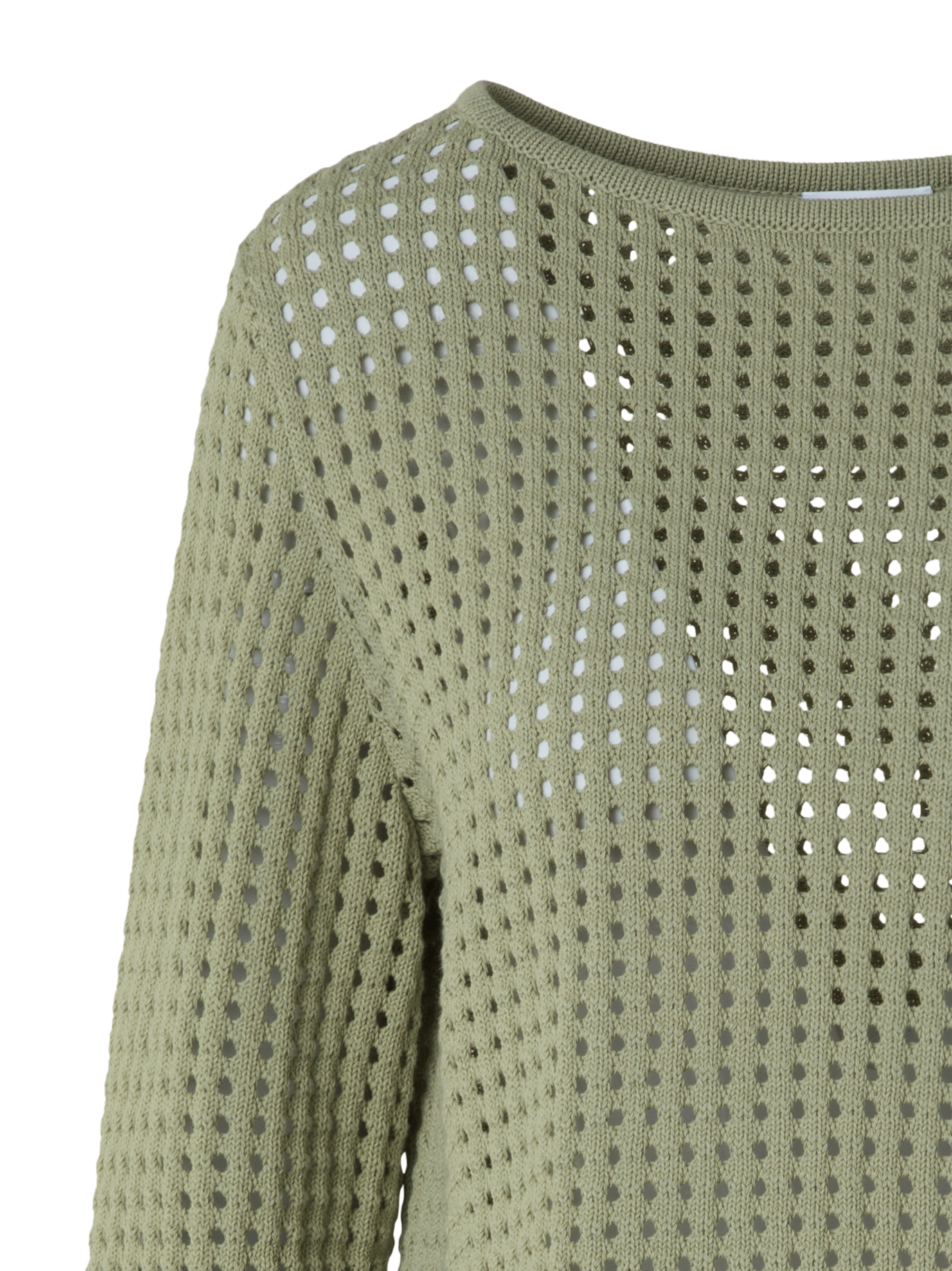 Designer Knit Sweater in Chunky Cotton Mesh - neutral - green
