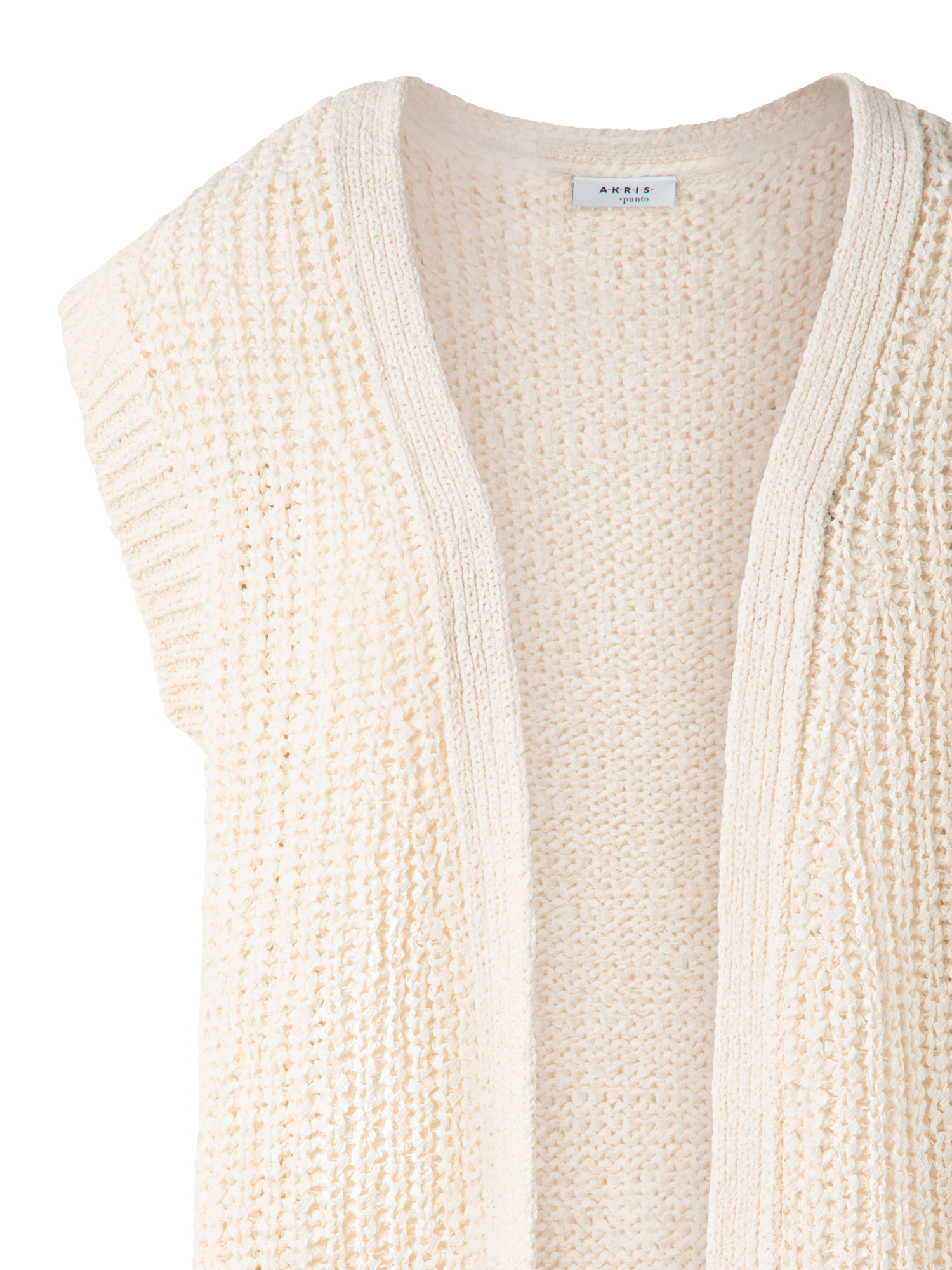 Designer Long Chunky Knit Gilet - neutral - beige