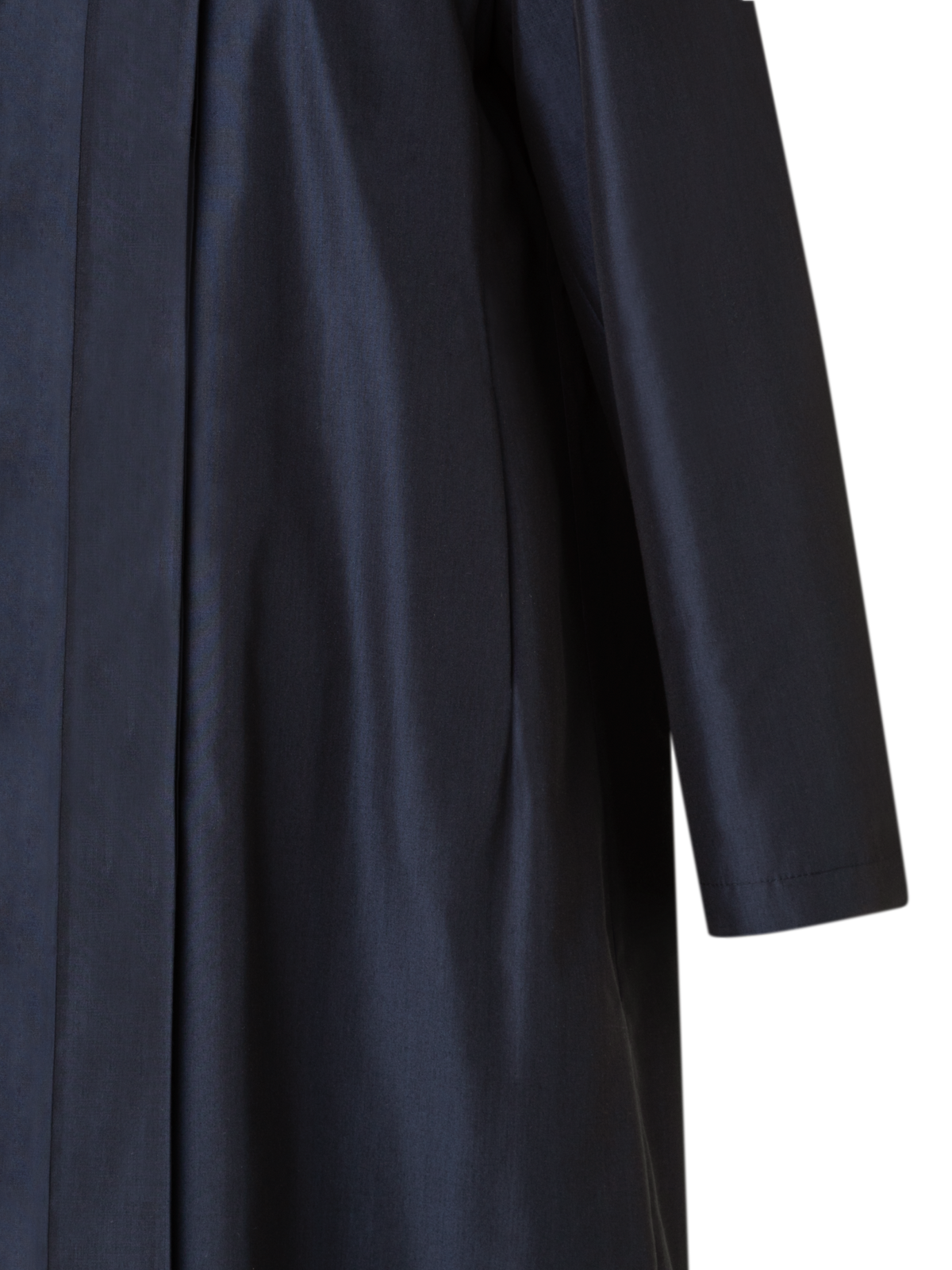 Designer Layered Wool Coat with Removable Silk Layer - navy - blue