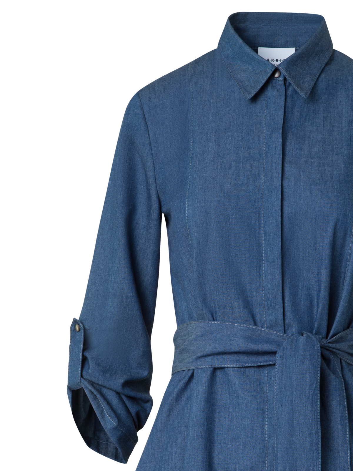 Designer Lightweight Cotton Denim Shirt Dress - blue