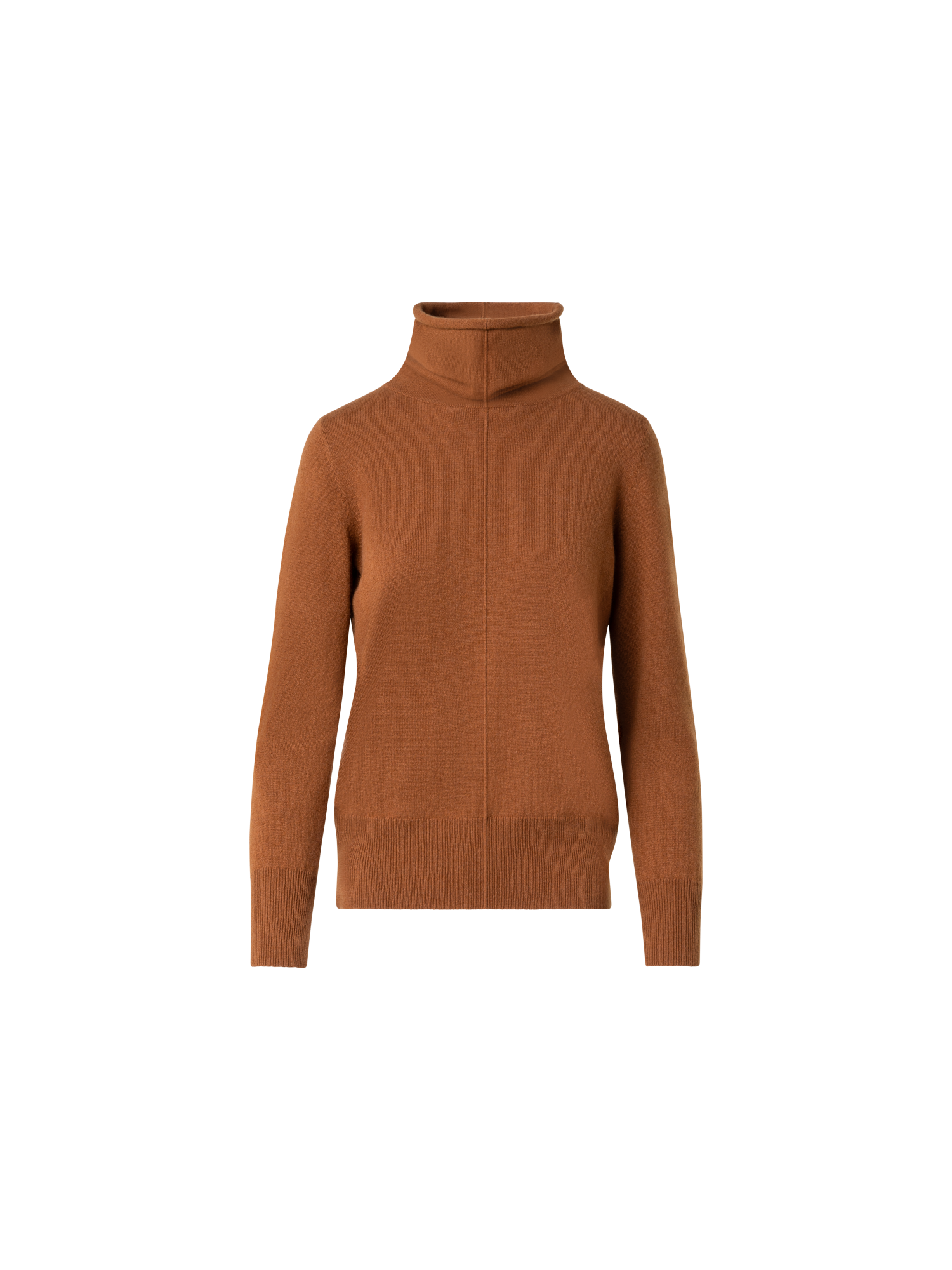 Designer Wide Turtle Neck Cashmere Sweater - brown