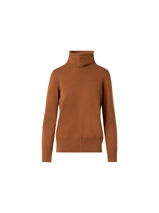 Designer Wide Turtle Neck Cashmere Sweater - brown