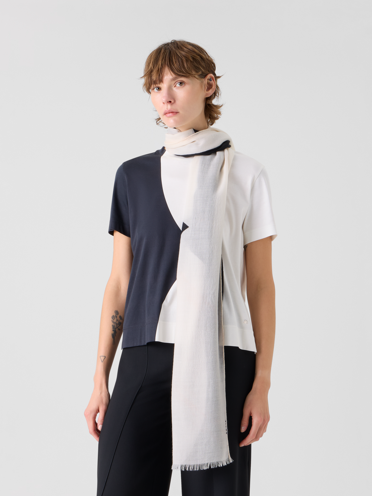 Designer Cashmere Scarf in Cloud Print - multicolor