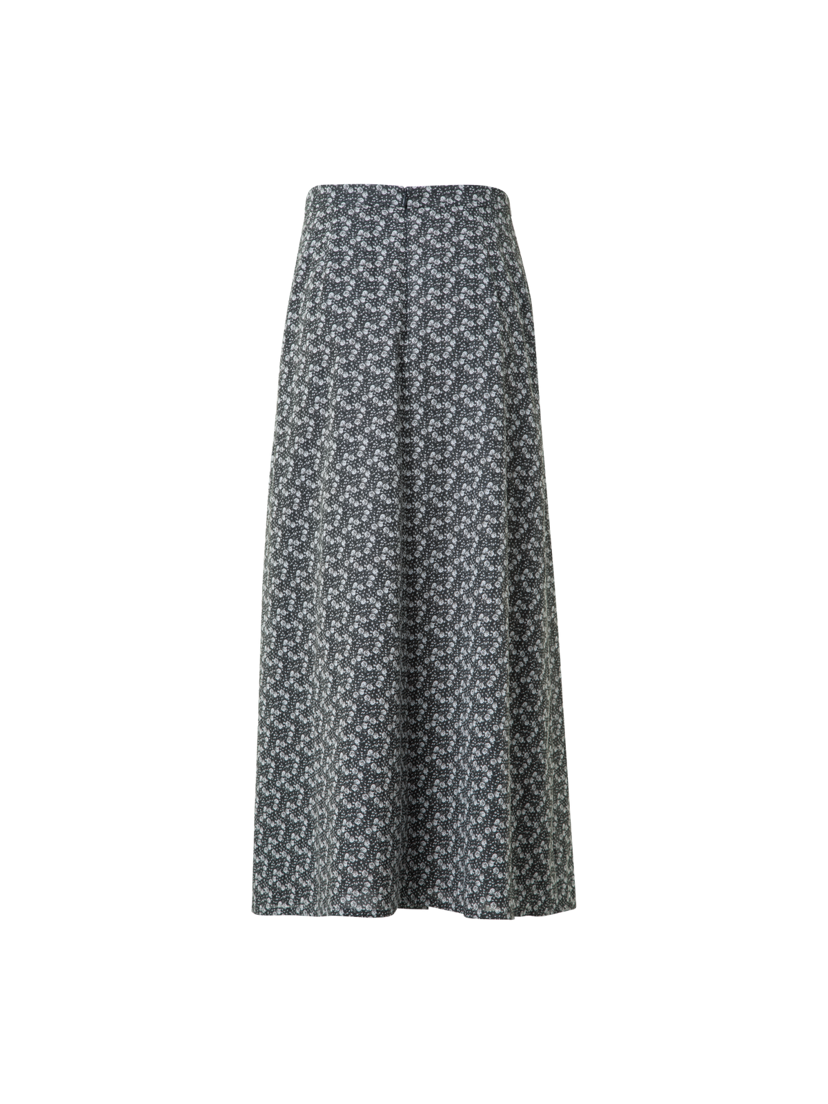Designer Cotton Midi Skirt with Mini Anemone Print - black - neutral - grey - multicolor