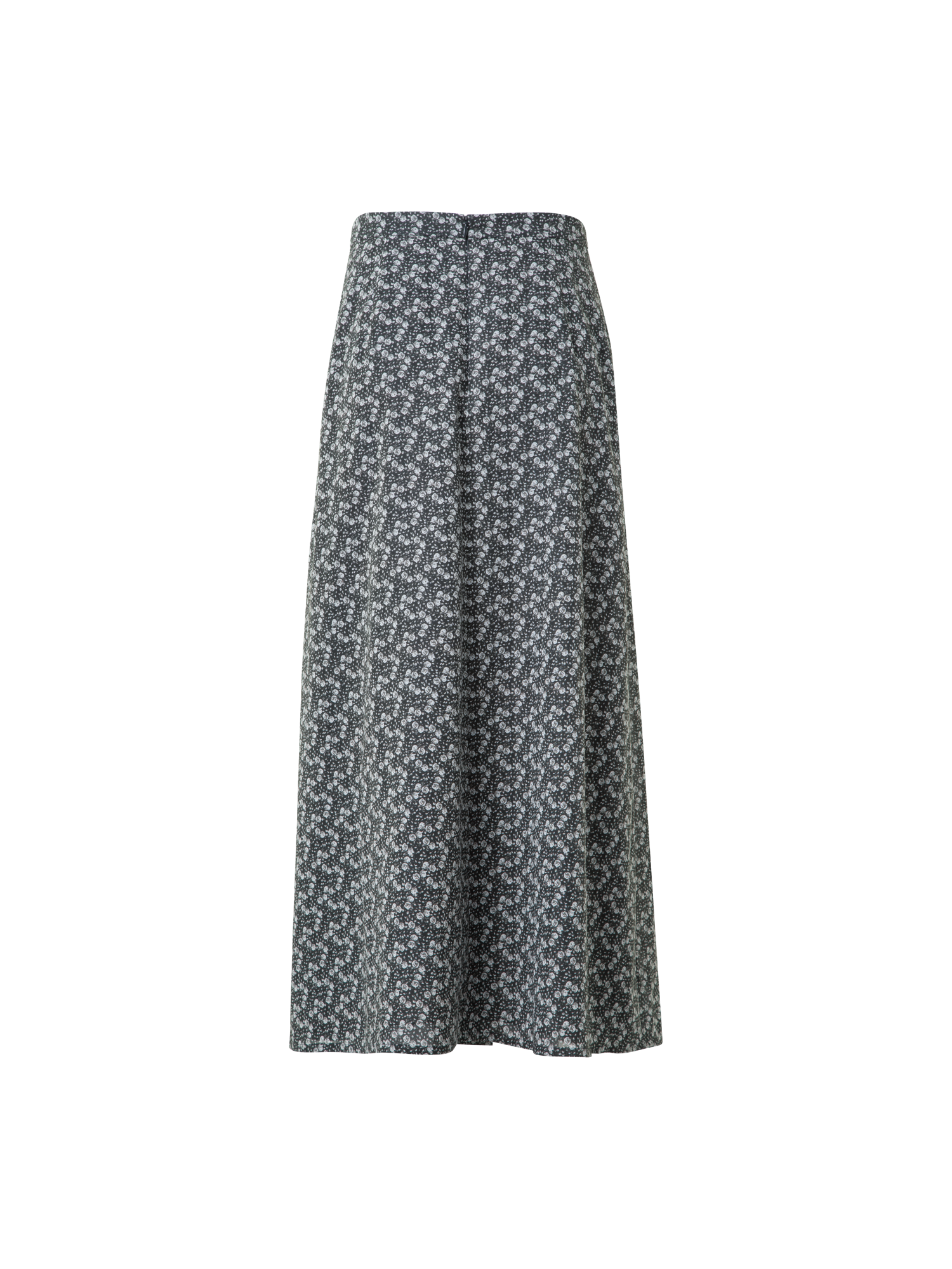 Designer Cotton Midi Skirt with Mini Anemone Print - black - neutral - grey - multicolor