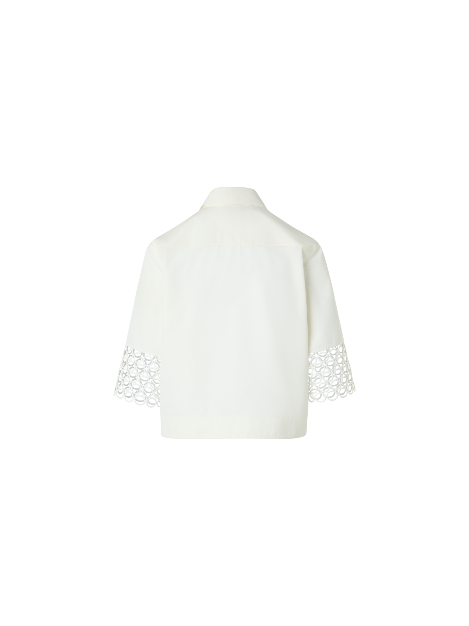 Designer Cotton Boxy Blouse with Eyelet Guipure - white