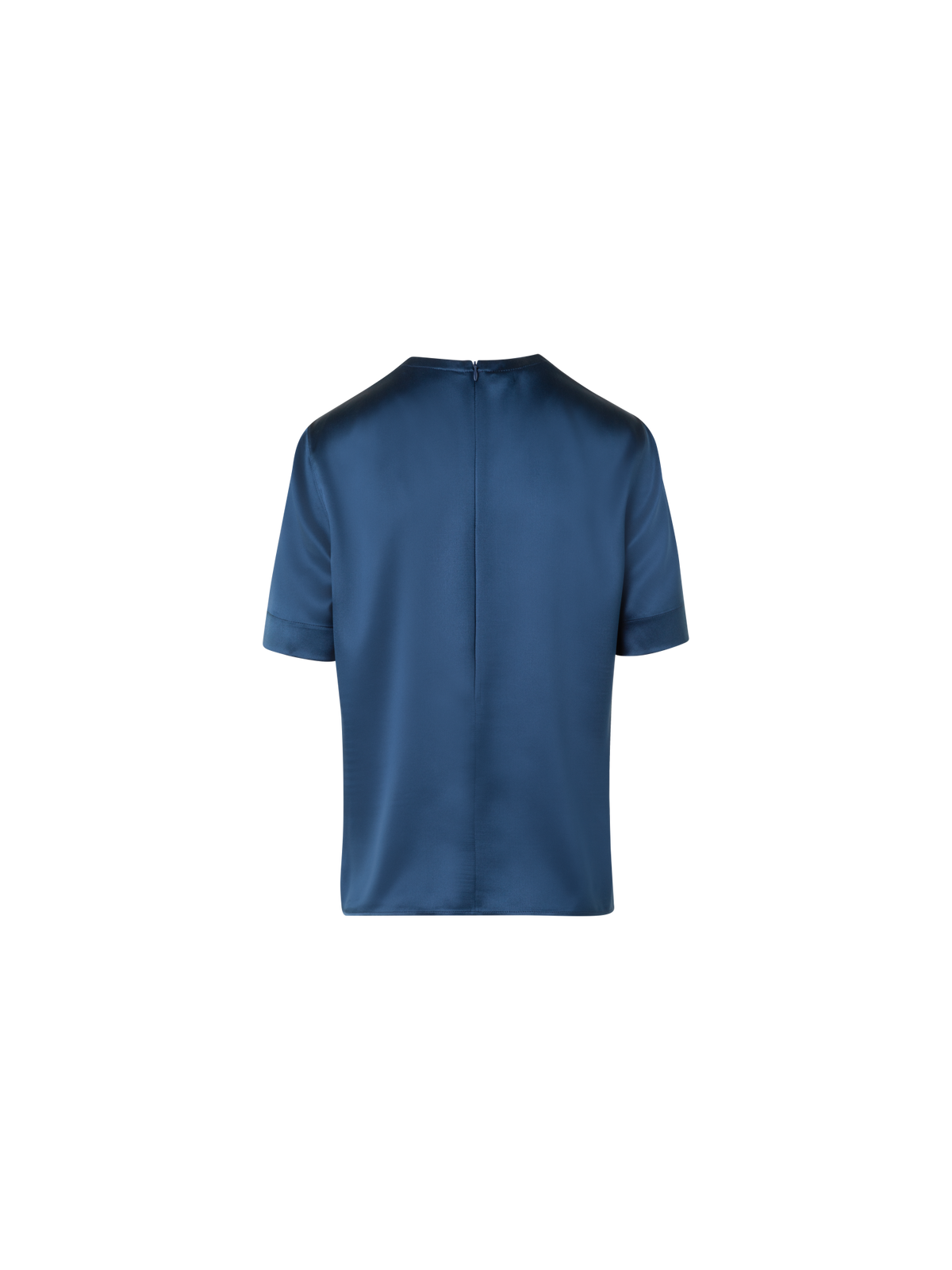 Designer T-Shirt Blouse in Silk Satin - neutral - navy - blue