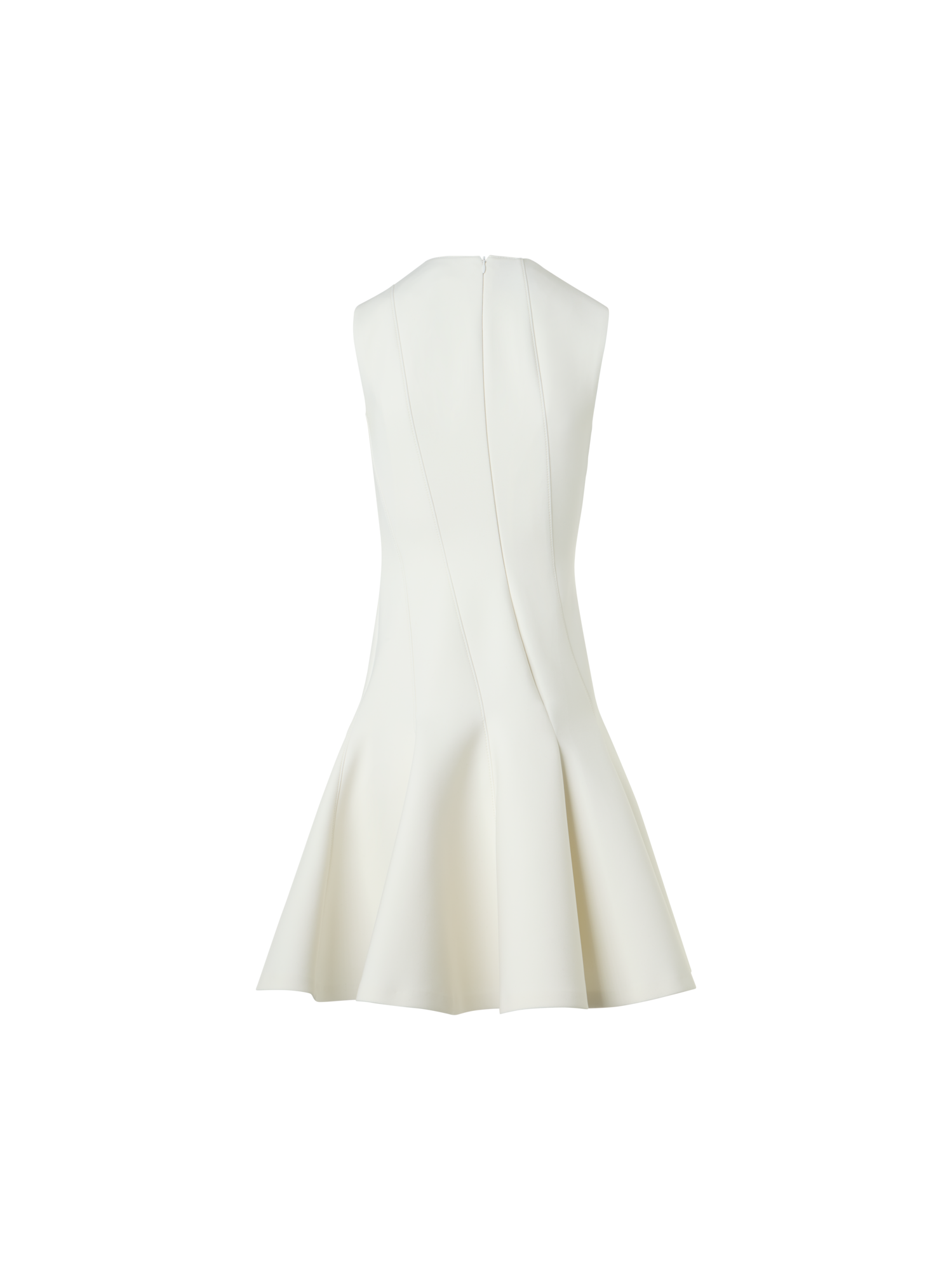Designer Sleeveless Techno Neoprene Fit-and-Flare Dress - ecru