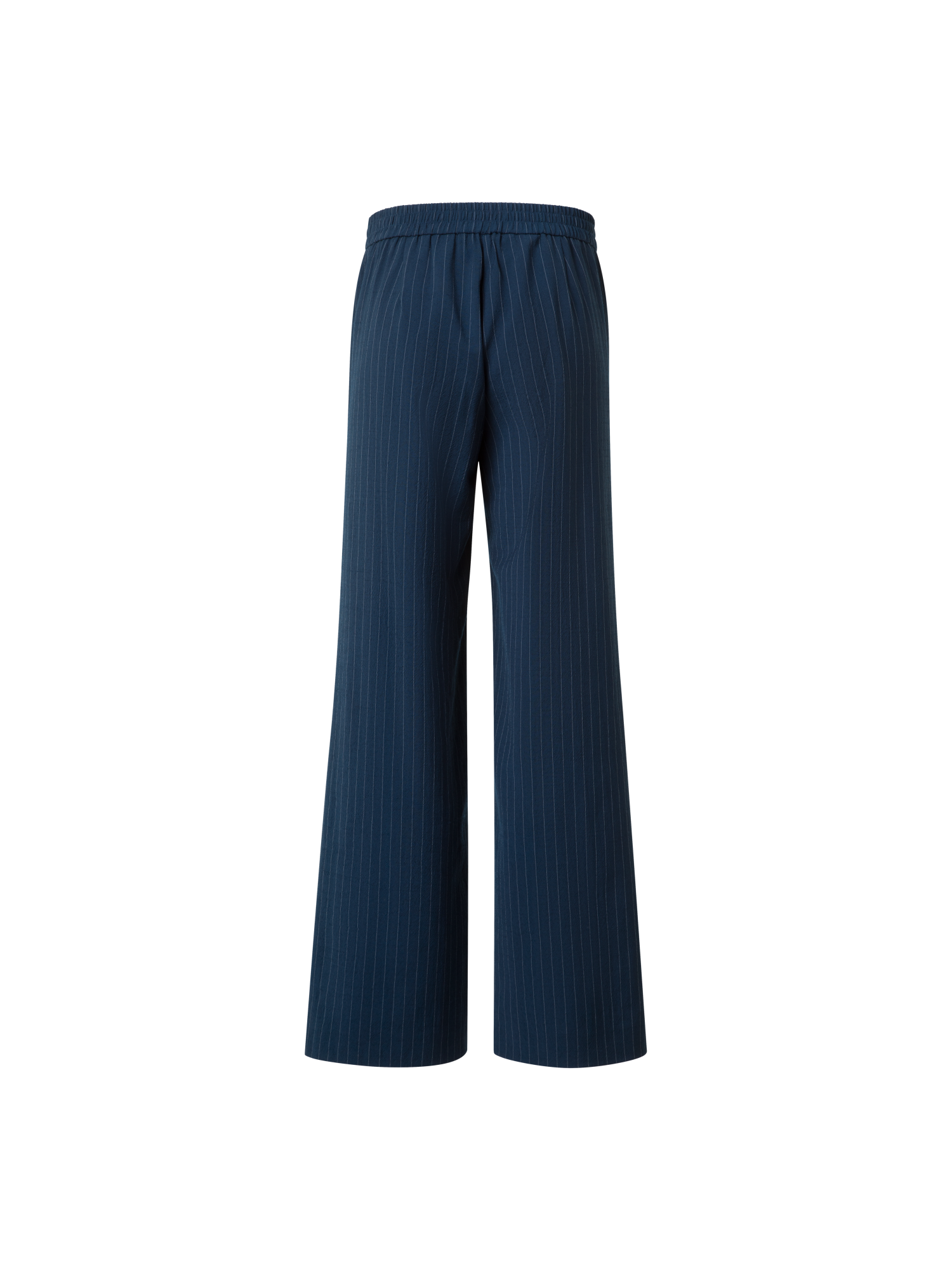 Designer Wide Cool Wool Pants with Elastic Waist - neutral - navy - blue - multicolor