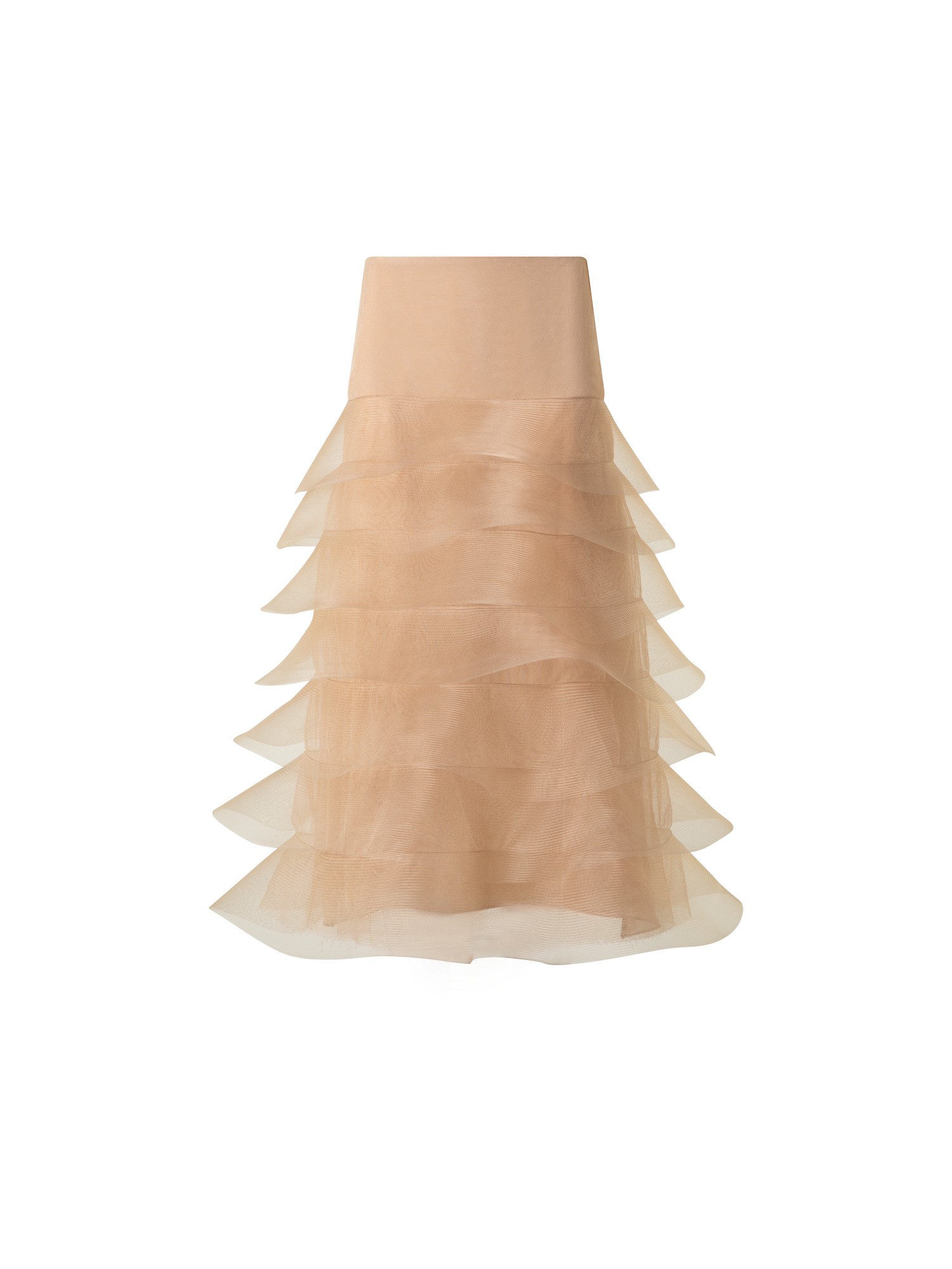 Designer Pencil Skirt with Tulle Waves - neutral - pastel - beige