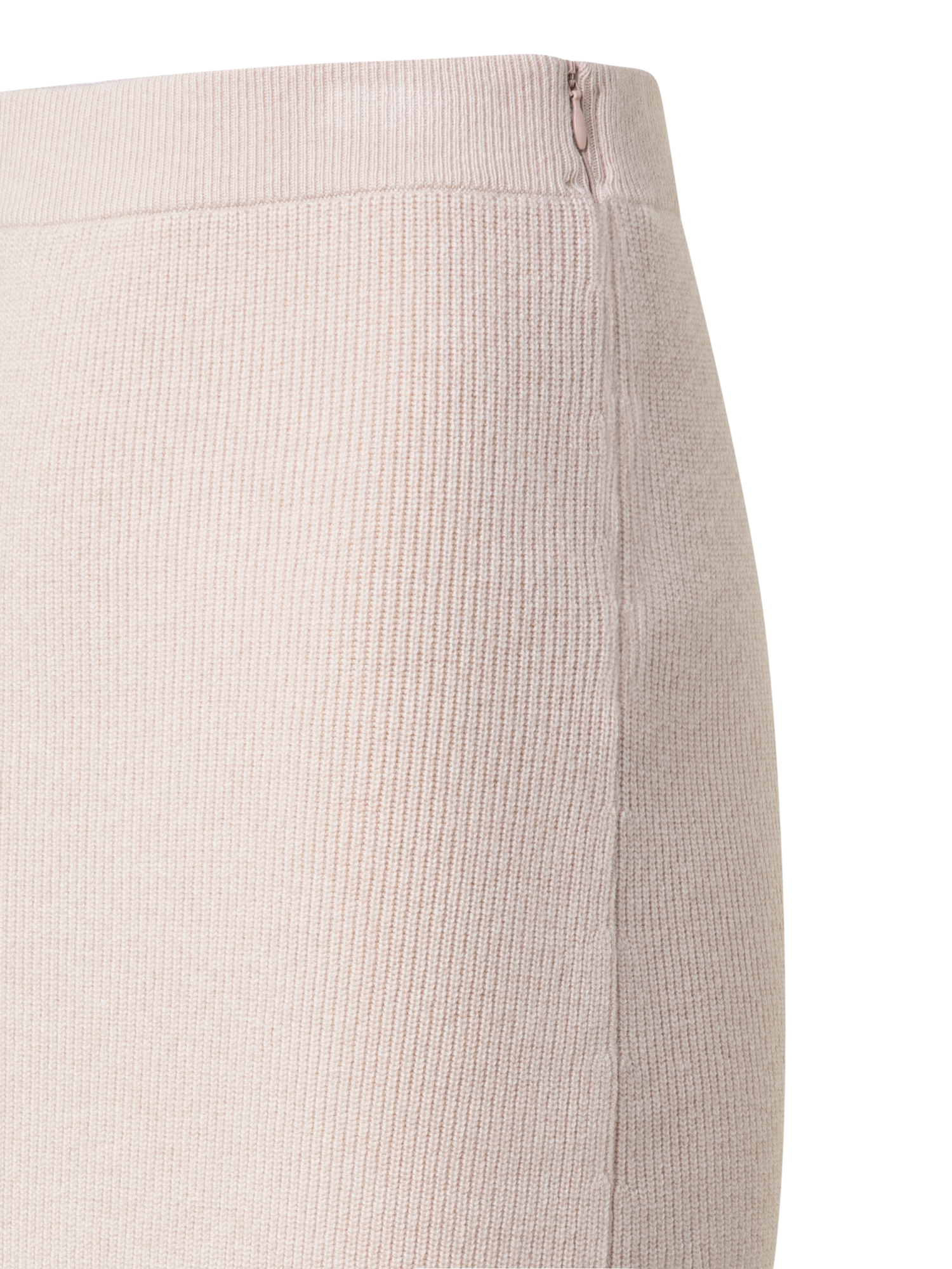Designer Midi Knit Skirt in Ribbed Cashmere - neutral - beige