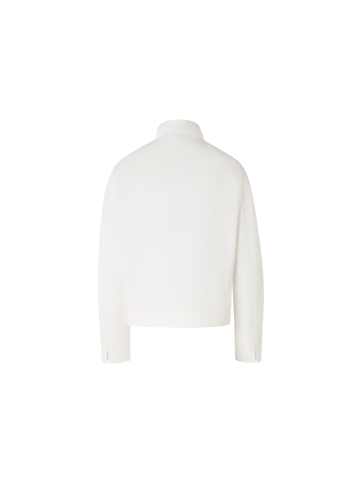 Designer Long-Sleeve Cotton-Stretch Denim Jacket - white