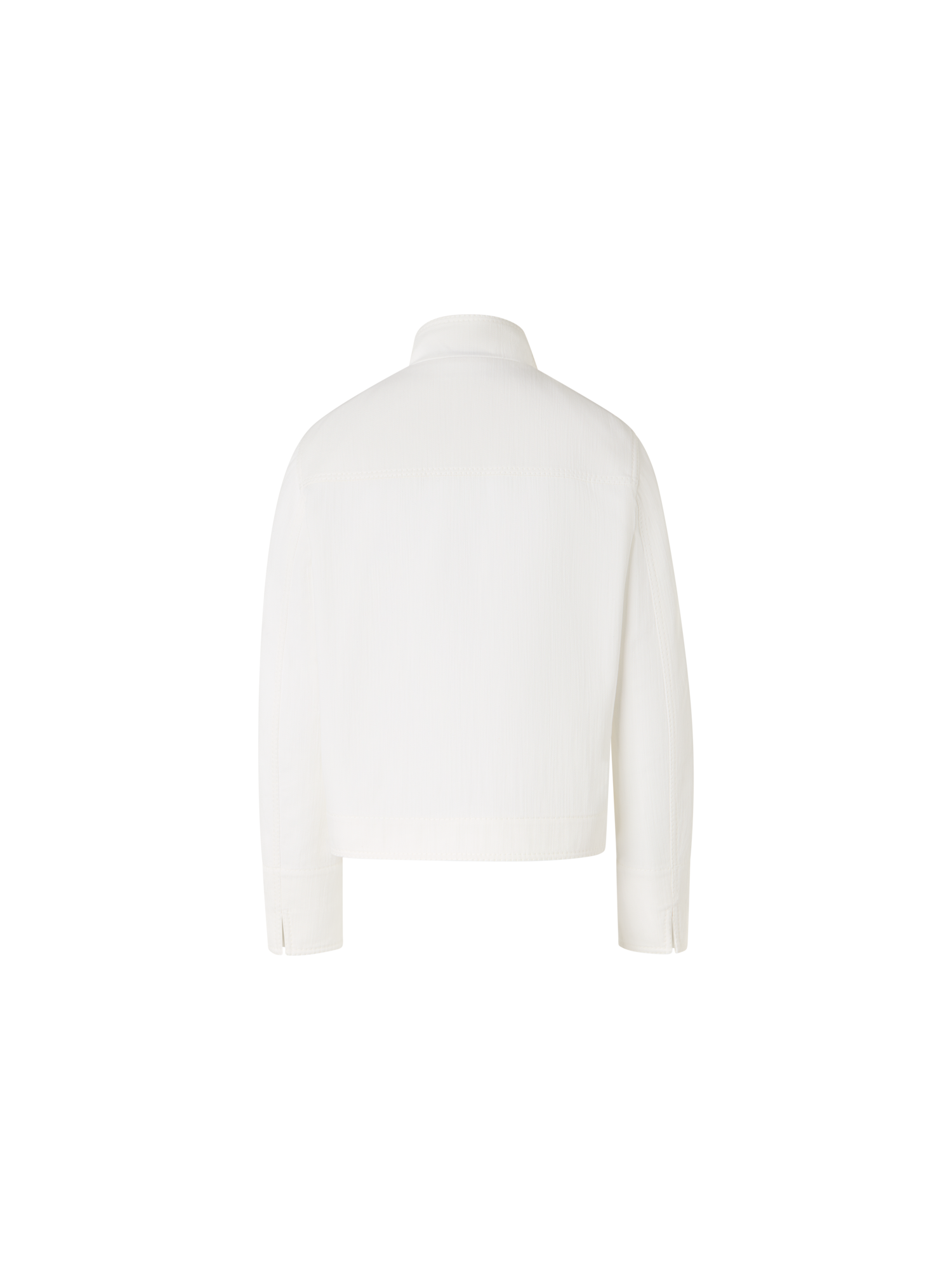 Designer Long-Sleeve Cotton-Stretch Denim Jacket - white