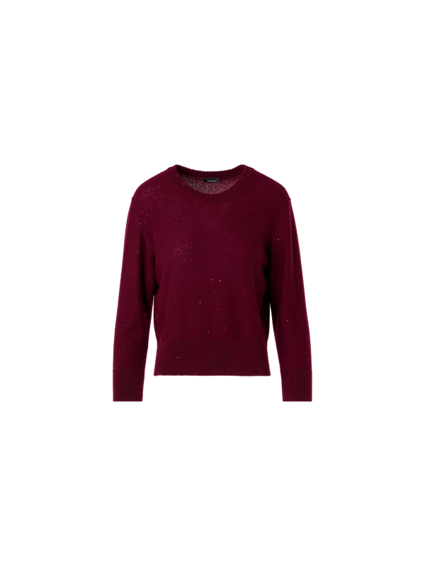 Designer Cashmere Sweater with Fine Sequins - red