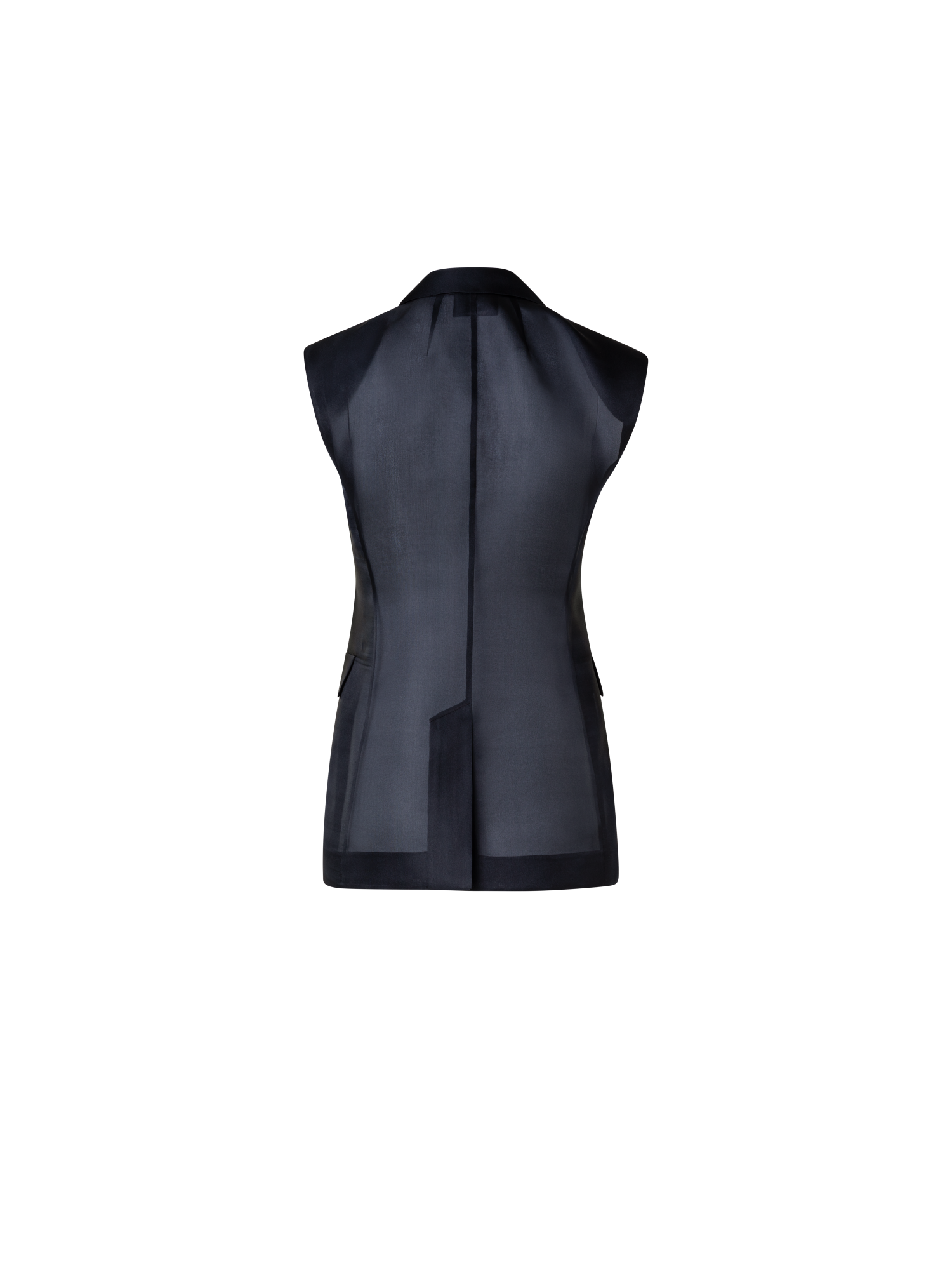 Designer Tailored Sheer Silk Gilet - black