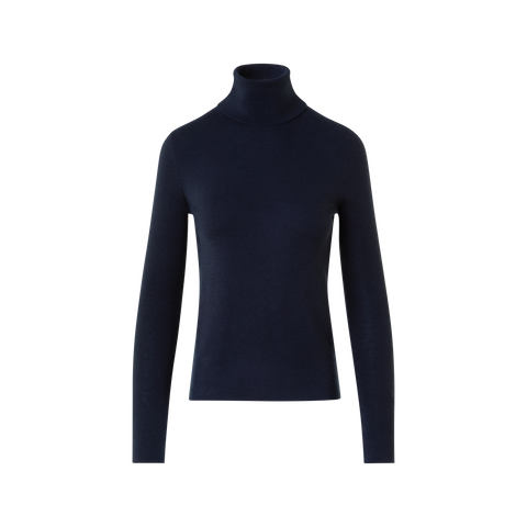 Cashmere Silk Mock Neck Sweater with Rib Cuff