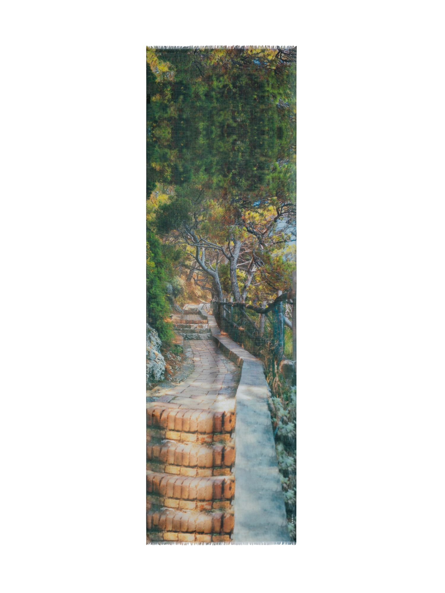 Designer Scarf in Cashmere and Silk with Via Krupp Print - multicolor