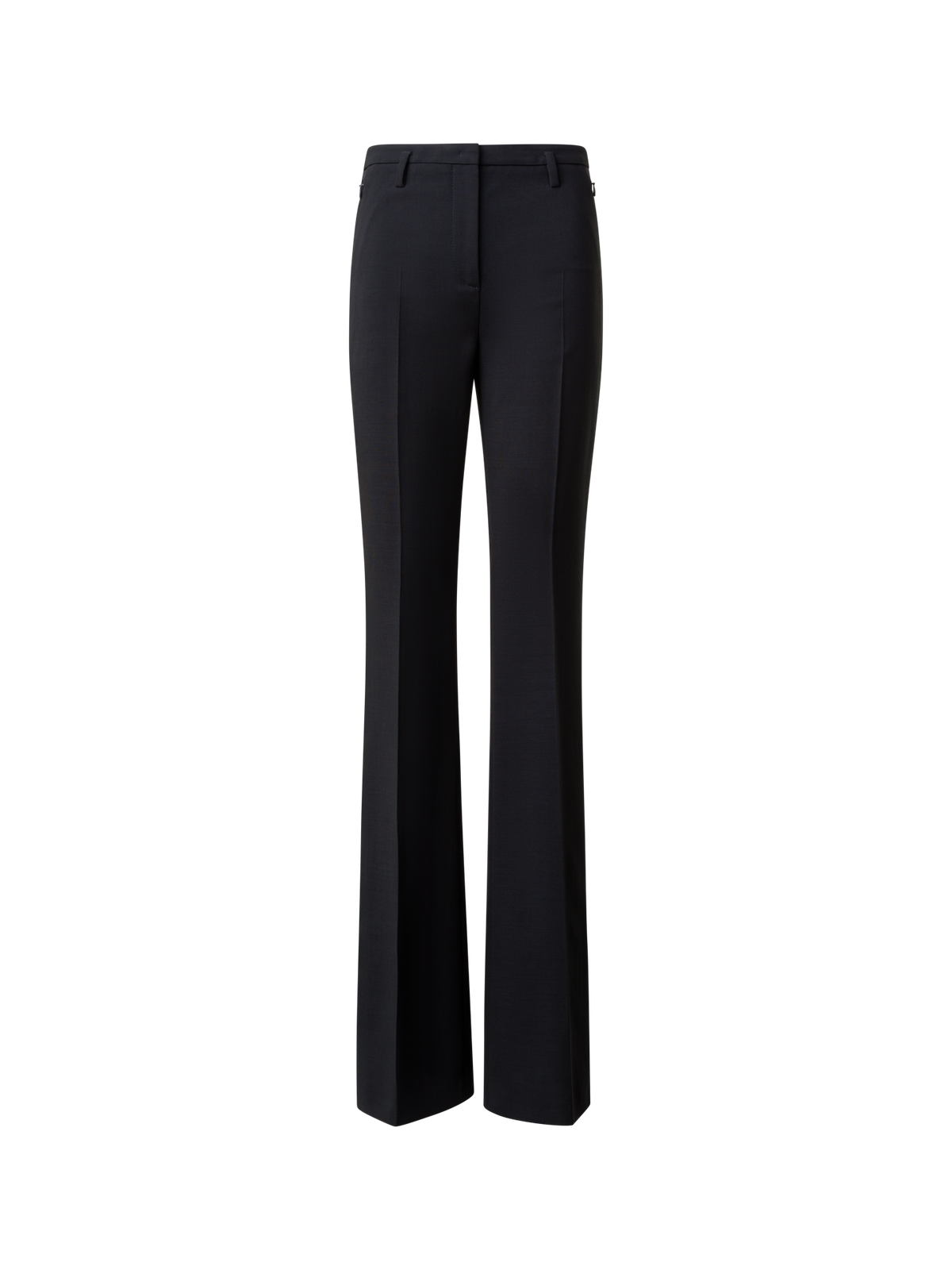 Designer Bootcut Wool Double-Face Pants - neutral - black