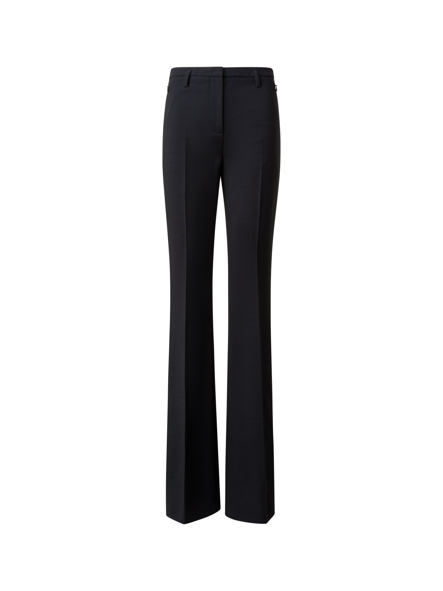 Designer Bootcut Wool Double-Face Pants - neutral - black
