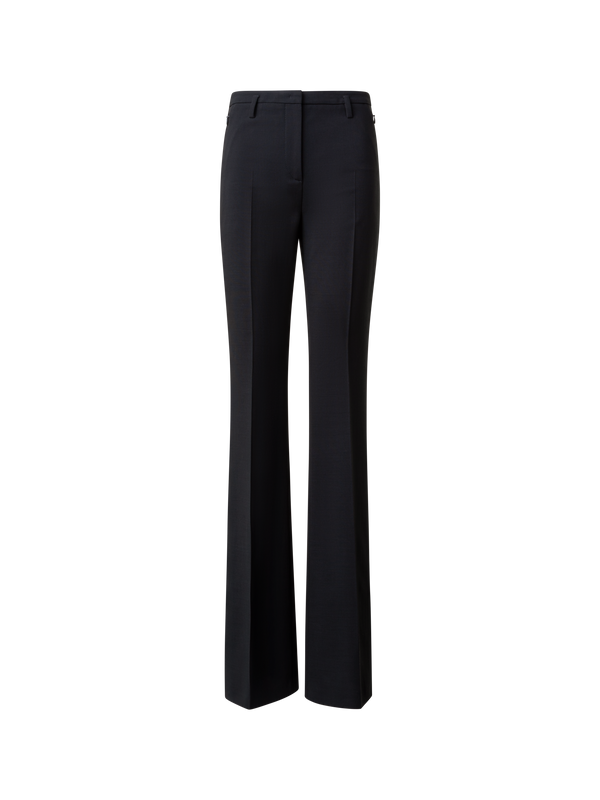 Designer Bootcut Wool Double-Face Pants - neutral - black