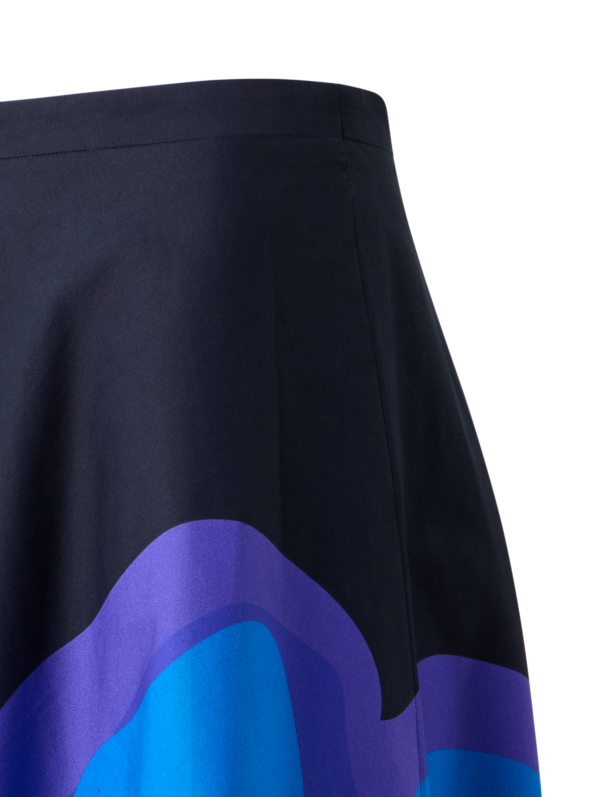 Designer XL Pop Dot Flower Print Midi Skirt - navy