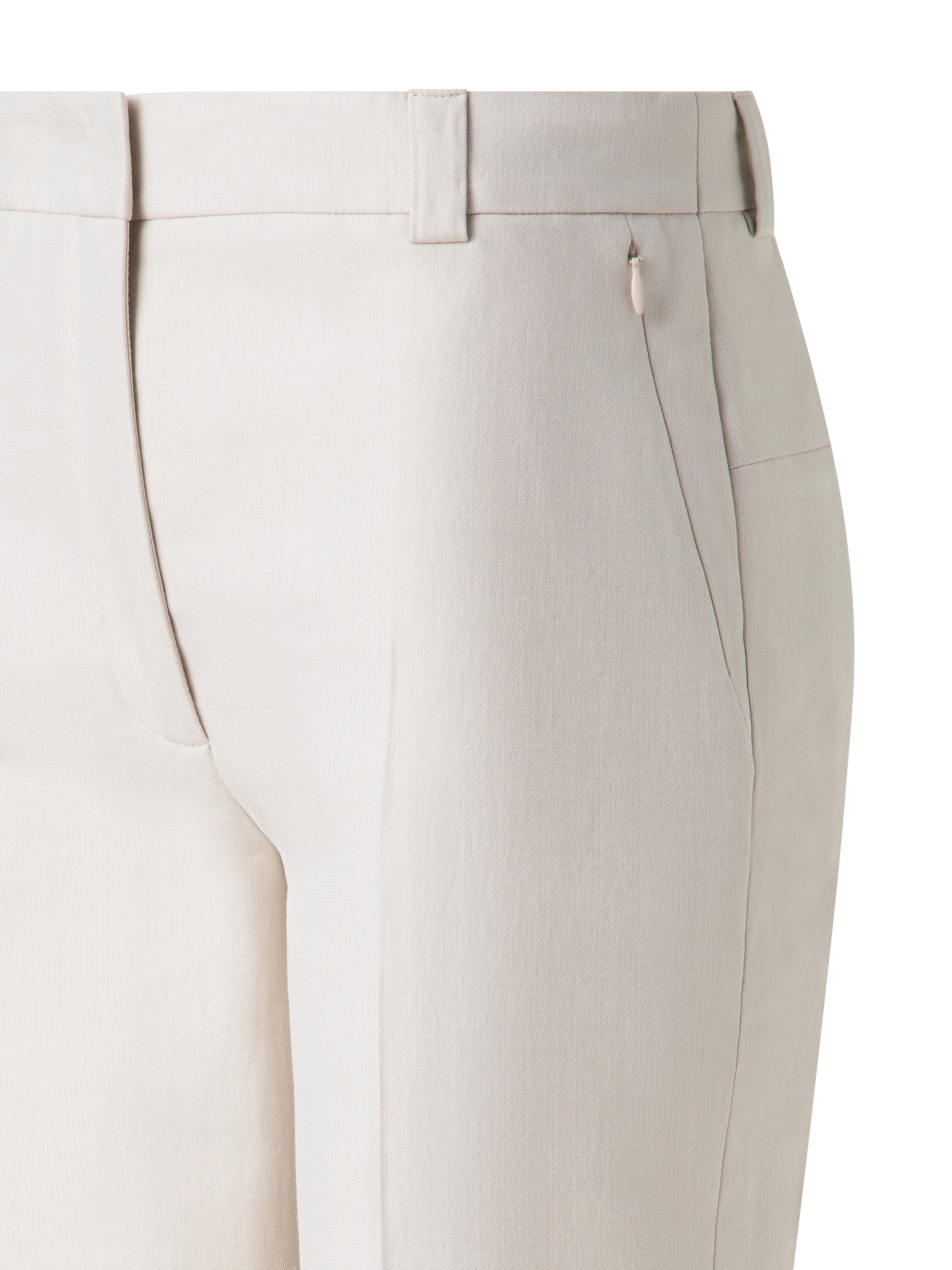 Designer Cropped Tapered Cotton Silk Double-Face Pants - neutral - grey - beige