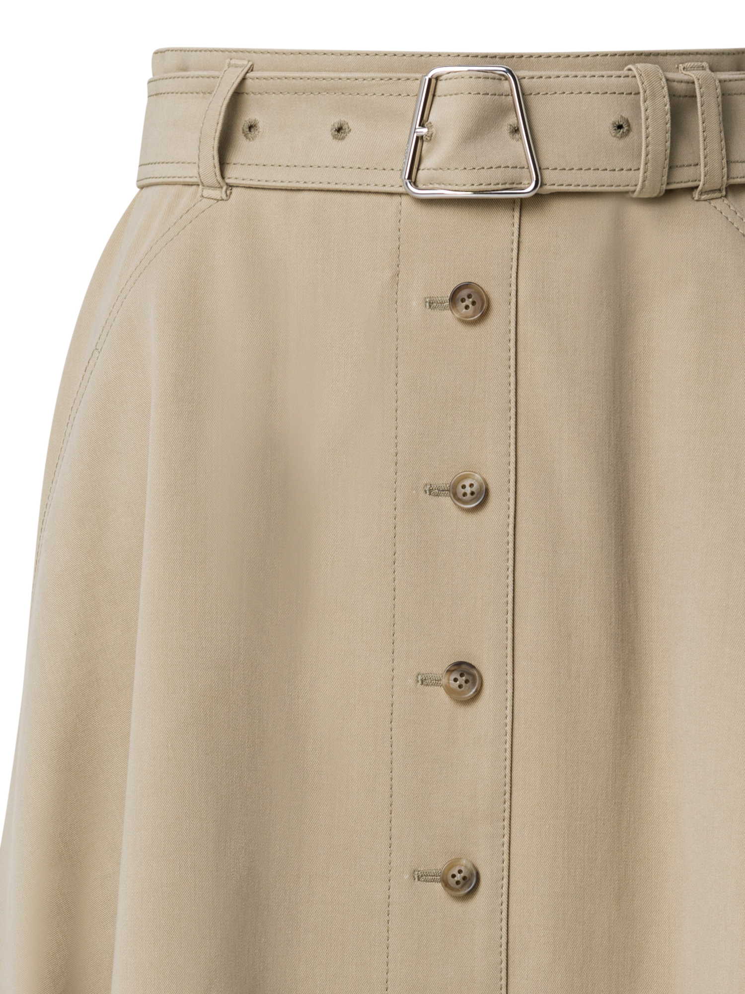 Designer A-Line Cotton Stretch Denim Midi Skirt