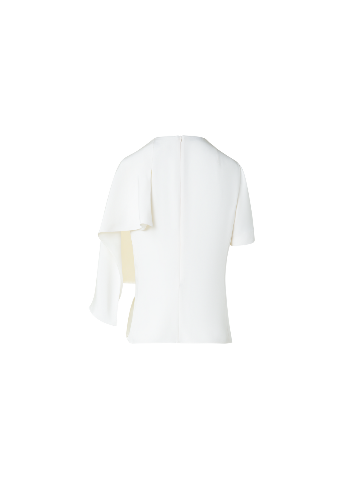 Designer Silk Blouse with Asymmetrical Sleeve - neutral - ecru - white