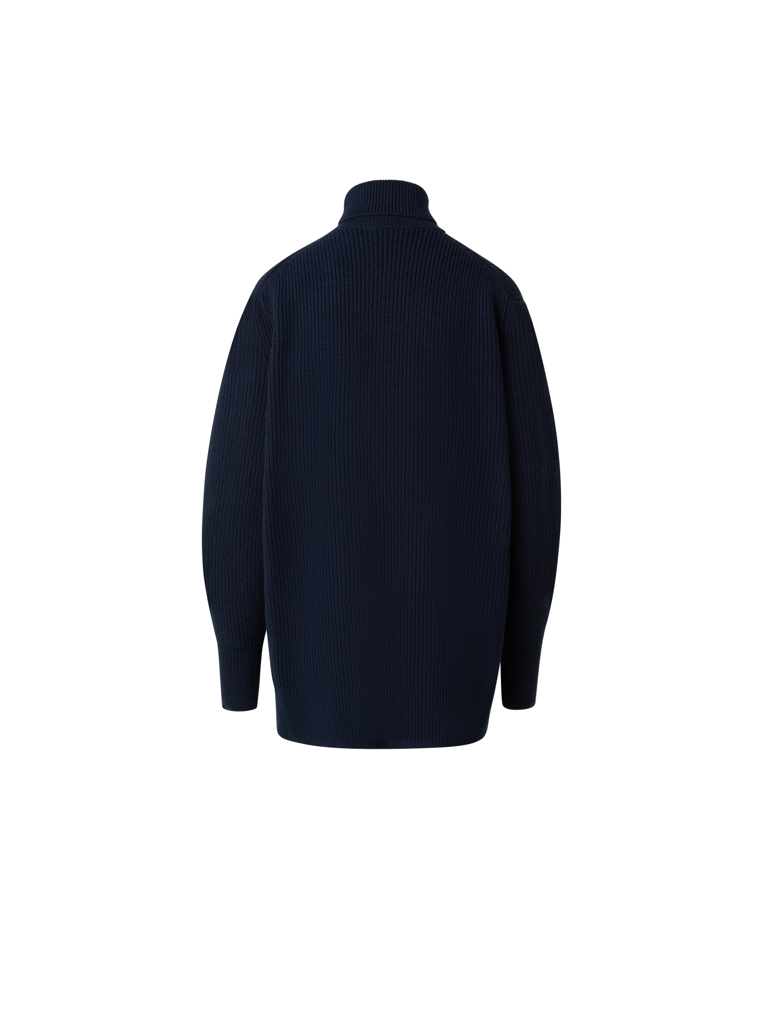 Designer Wool Cashmere Blend Turtleneck Knit Sweater - navy - blue