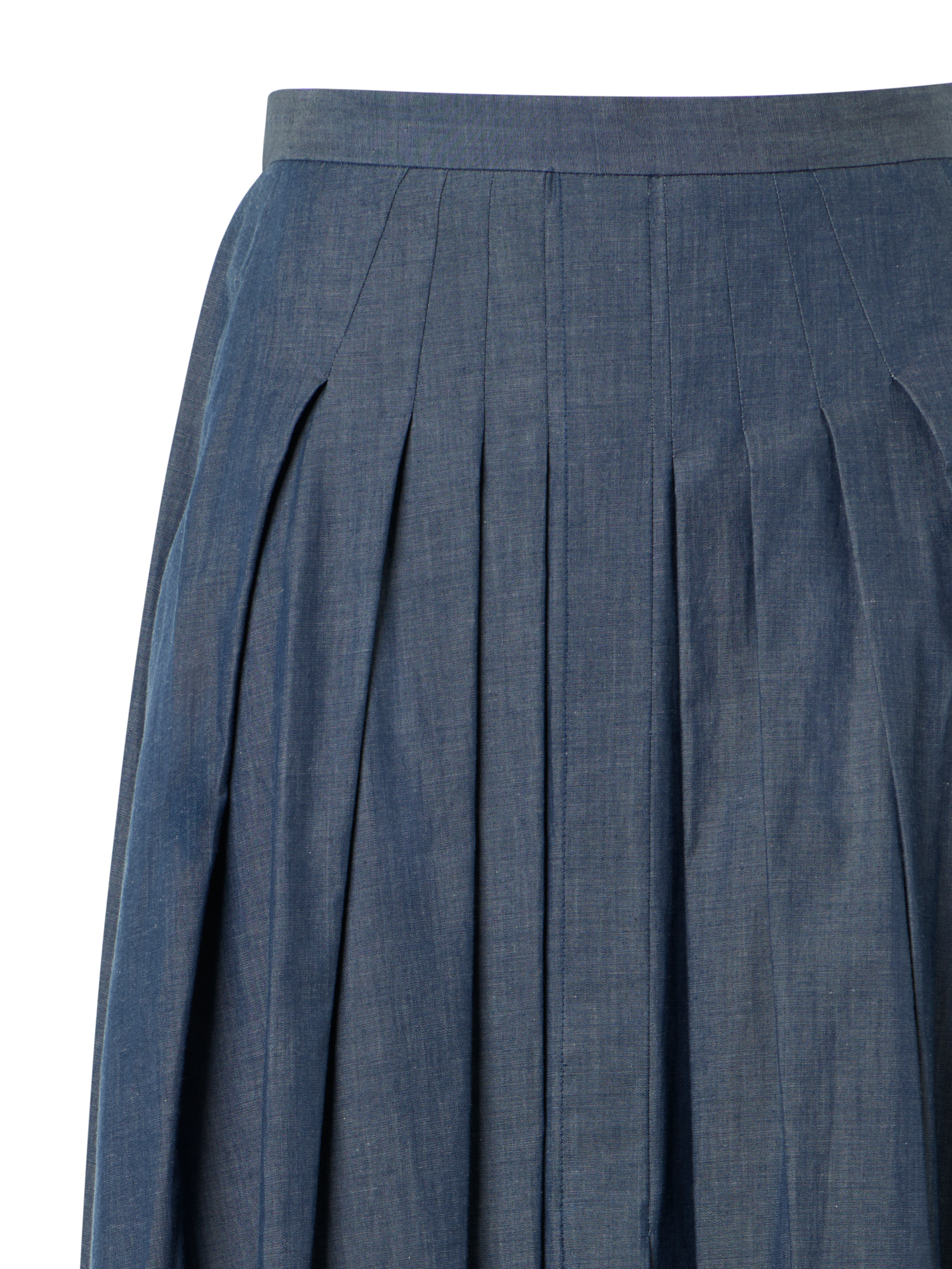 Designer Sea Island Cotton Midi Skirt - blue