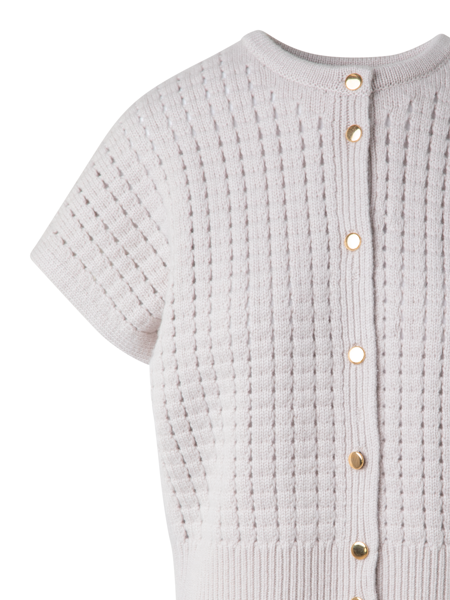 Designer Short Sleeve Cashmere Knit Cardigan - neutral - pastel - beige