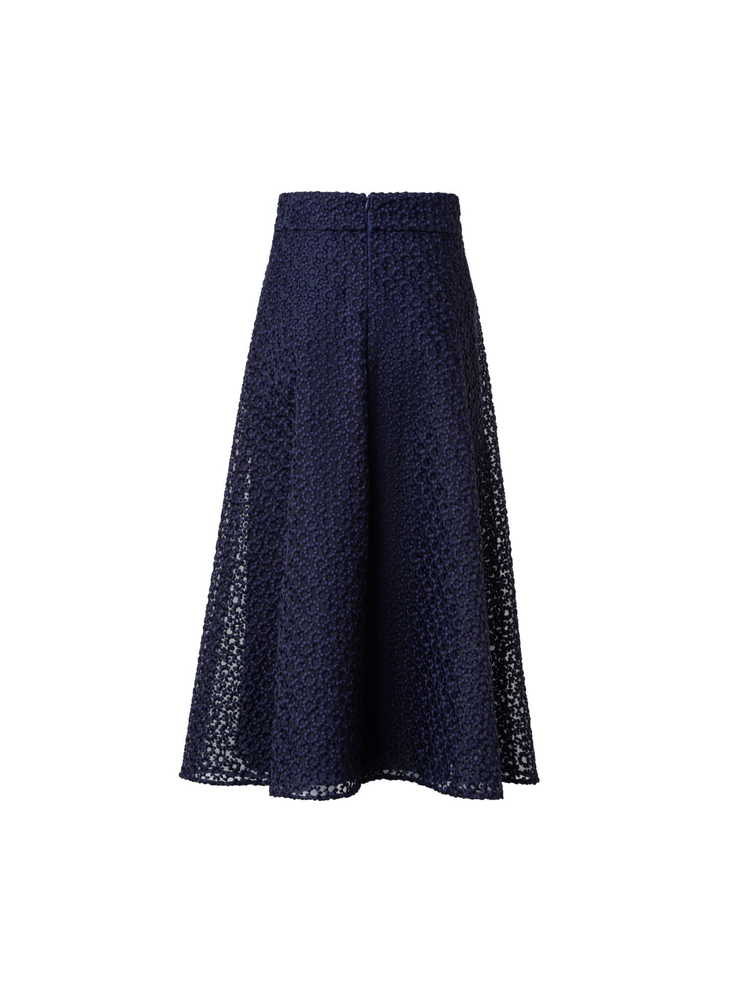 Designer A-Line Skirt with St. Gallen Flower Embroidery - navy - blue