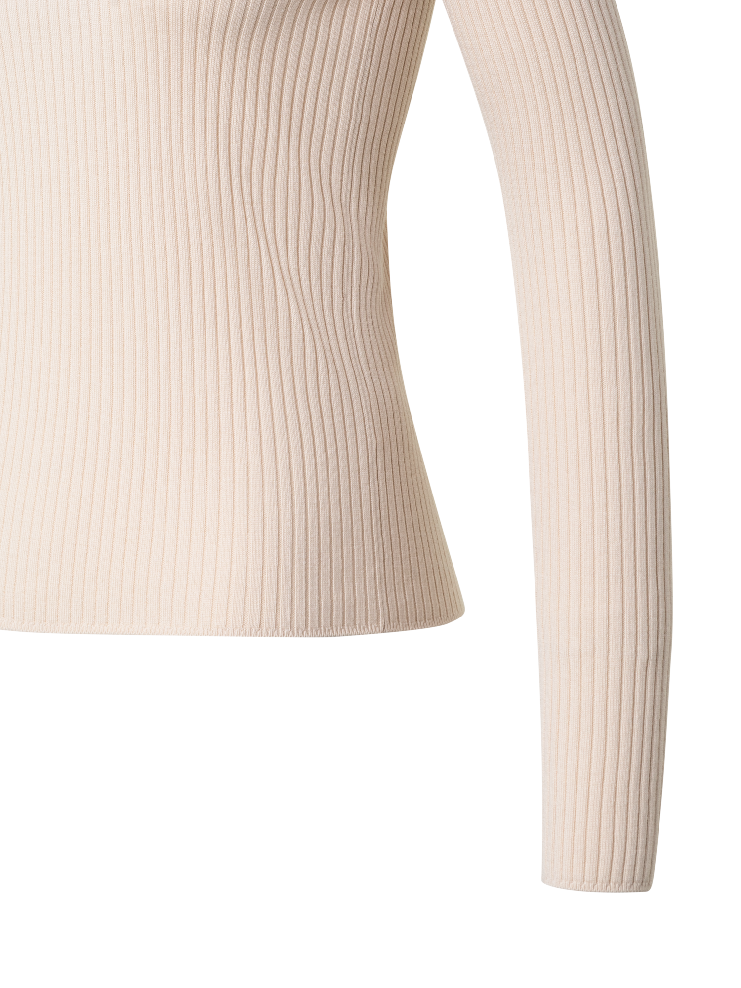 Designer Virgin Wool Knit Sweater with Big Collar - ecru - beige - white