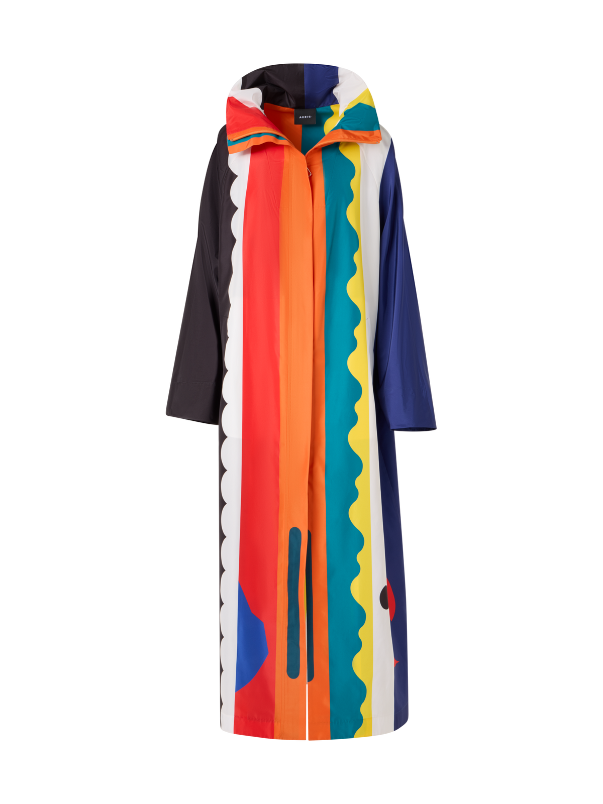 Designer Ivano Taffeta Maxi Coat with Paravent Print - multicolor