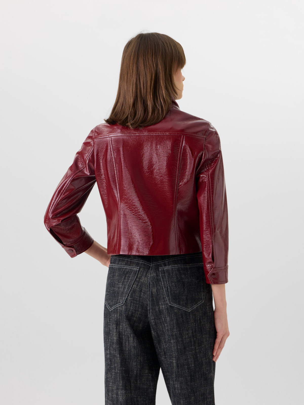Designer Long-Sleeve Signature Pin-Dot Lamb-Nappa Leather Motorbike Jacket - red #editorial
