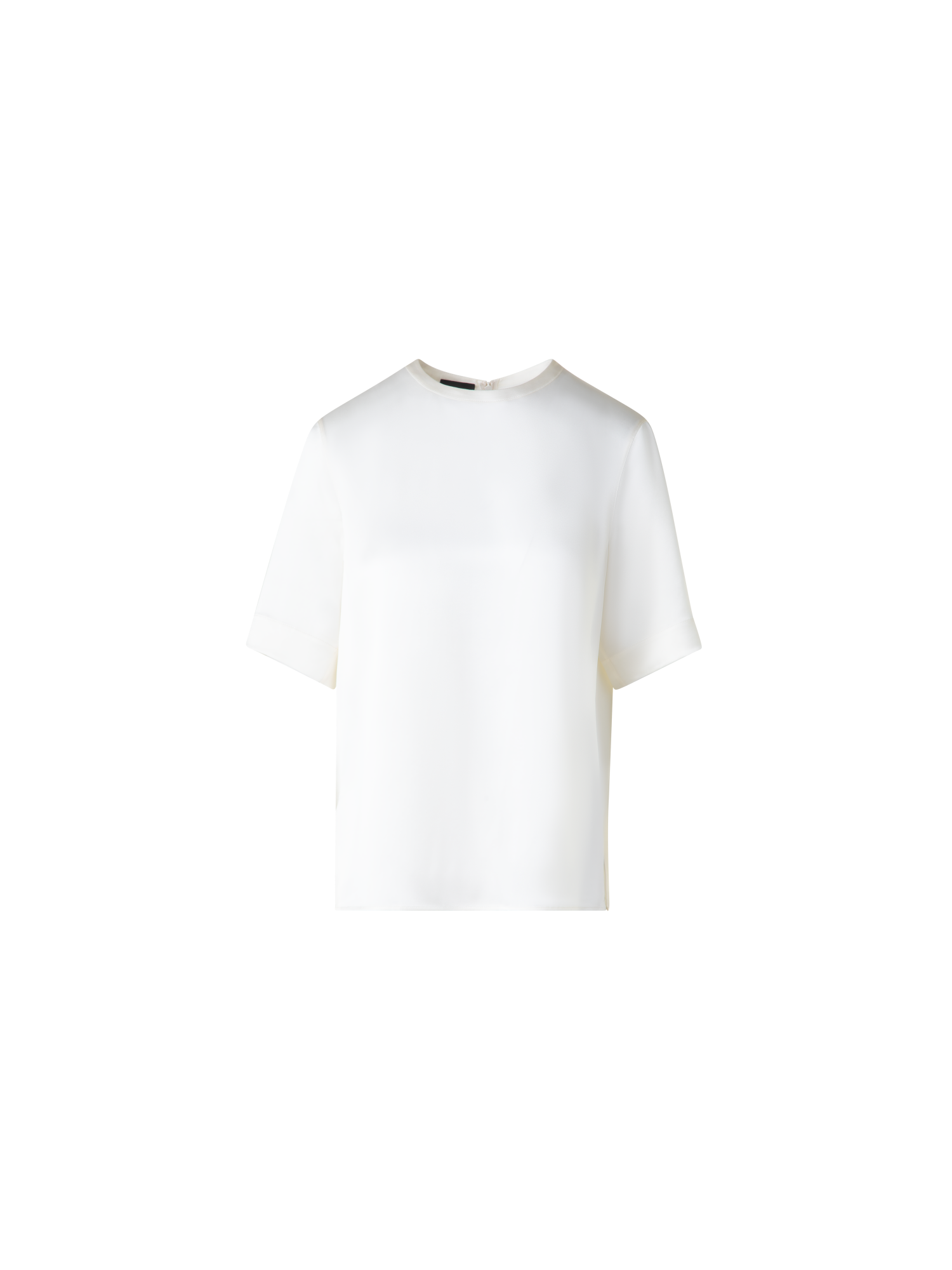 Designer T-Shirt Blouse in Silk Satin - neutral - ecru - white