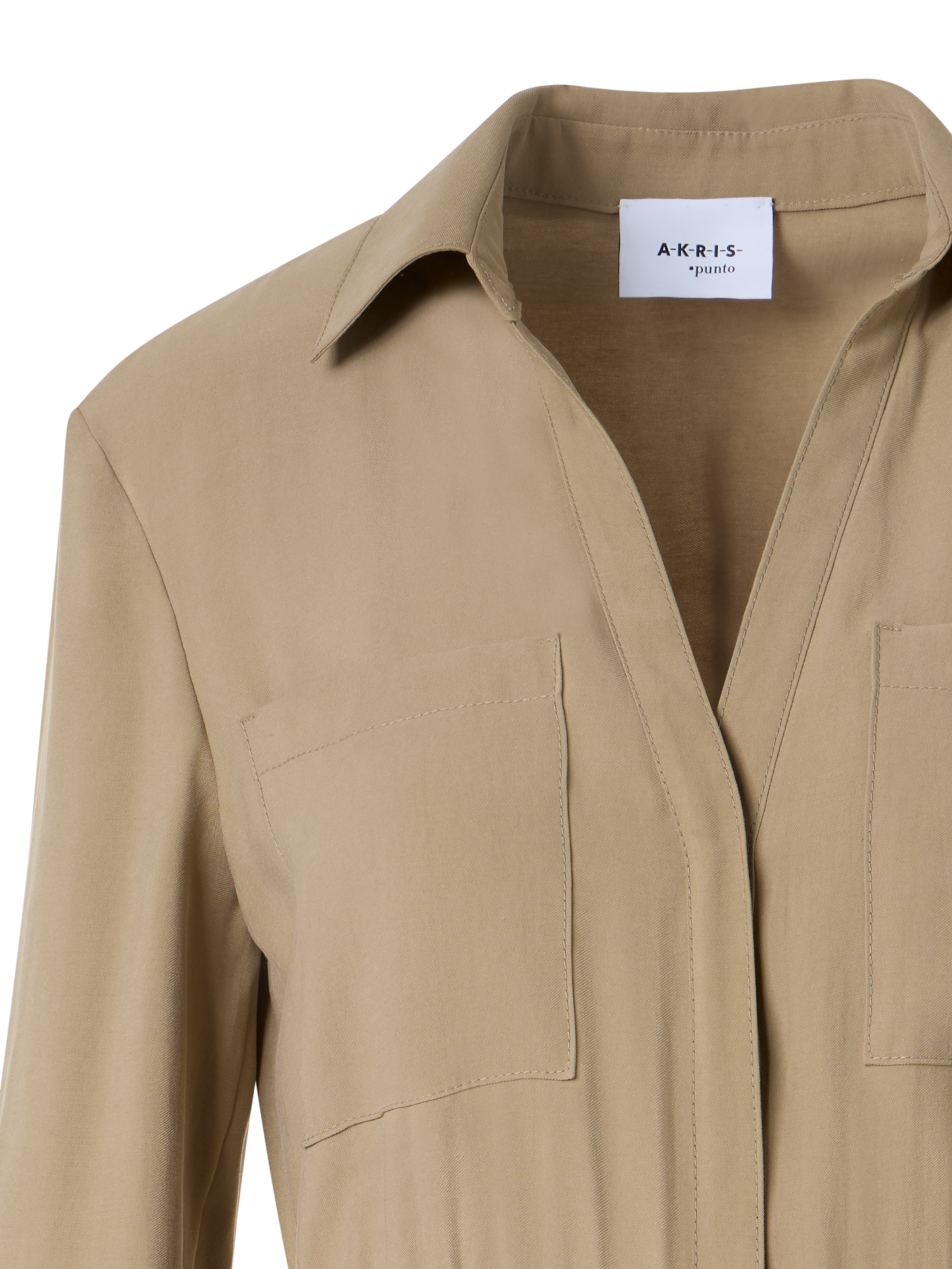 Designer Peach-Skin Viscose Twill Midi Shirt Dress - brown