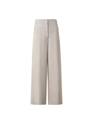 Designer Washed Raw Linen Culotte Pants - neutral - pastel - beige