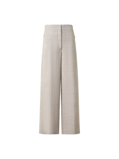 Designer Washed Raw Linen Culotte Pants - neutral - pastel - beige