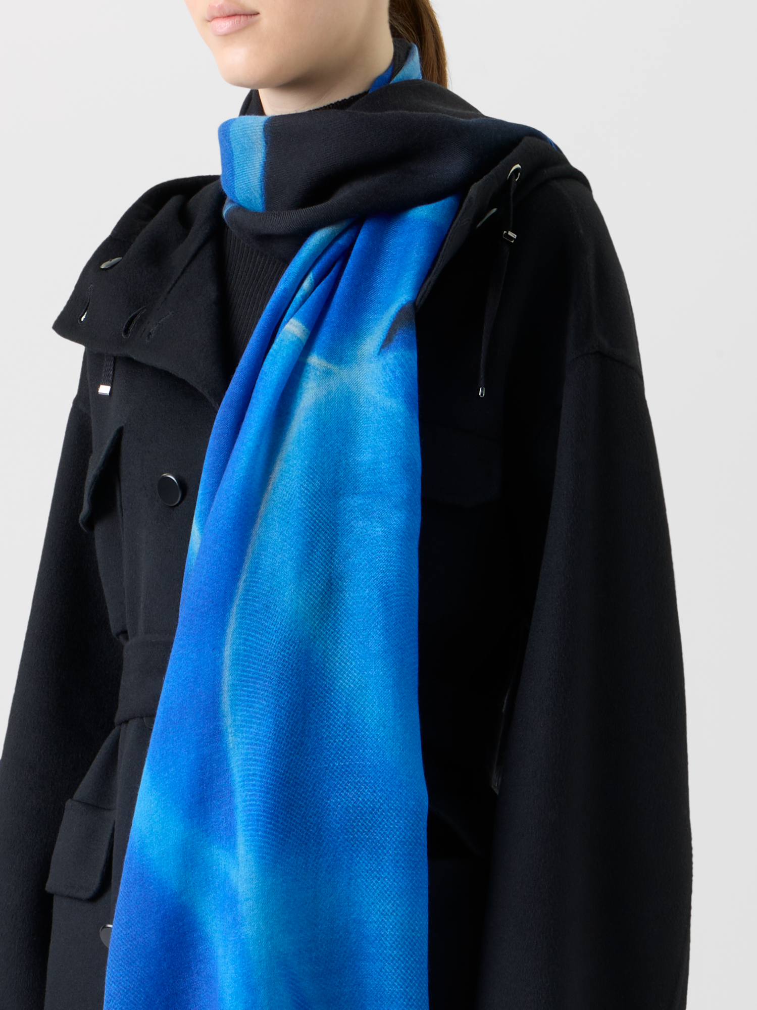 Designer Cashmere Scarf in Alyson's Cyanotype Print - blue - multicolor 