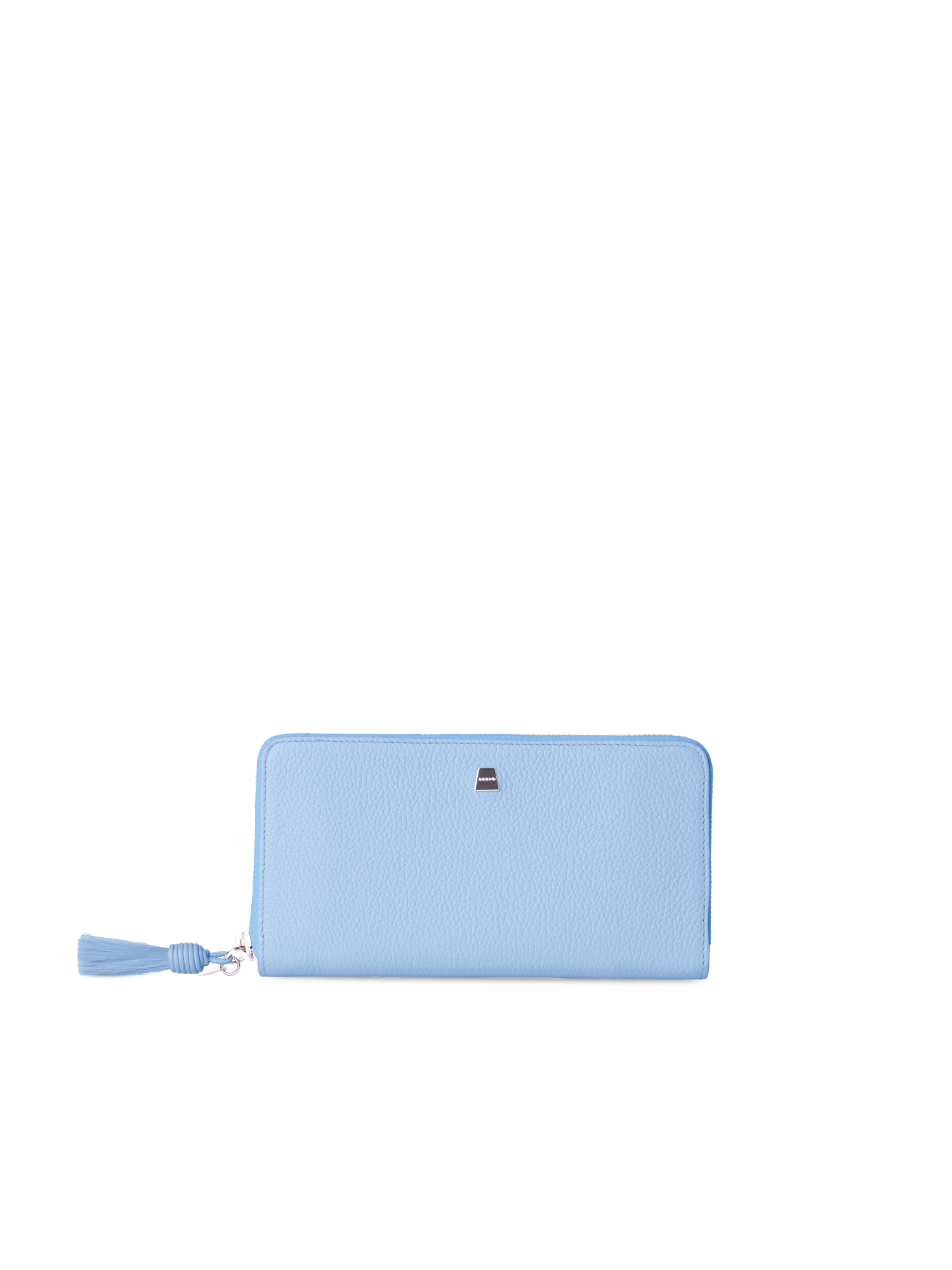 Designer Long Zip Around Wallet in Leather - blue