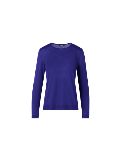 Designer Long-Sleeve Cashmere-Silk Knit Sweater - purple
