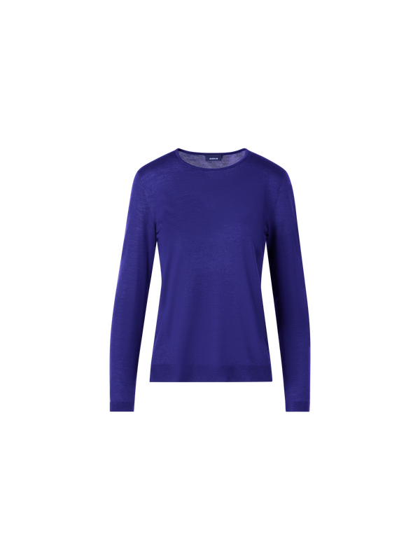 Designer Long-Sleeve Cashmere-Silk Knit Sweater - purple