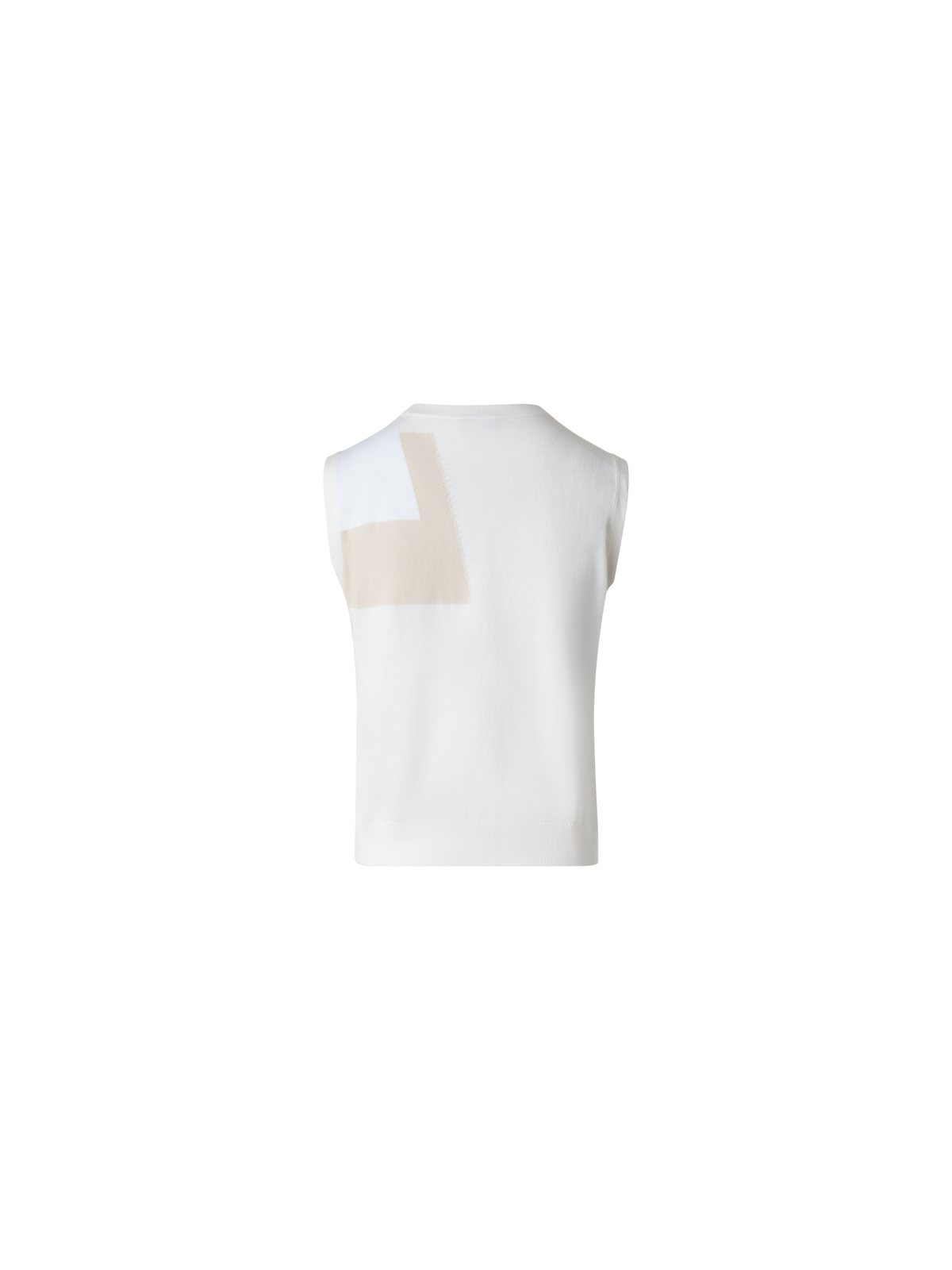 Designer Cotton Knit Top with Trapezoid Jacquard - neutral - pastel - ecru - white