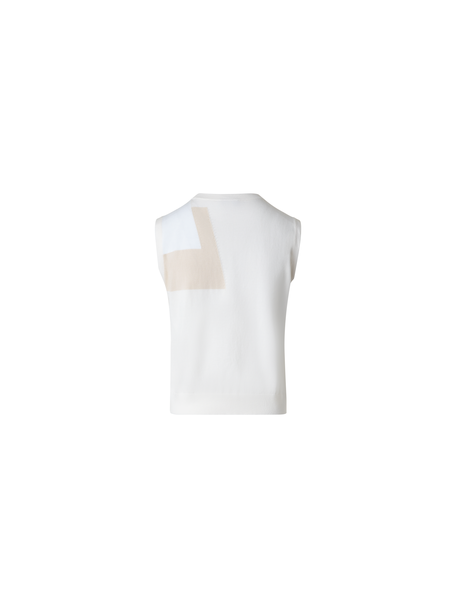 Designer Cotton Knit Top with Trapezoid Jacquard - neutral - pastel - ecru - white