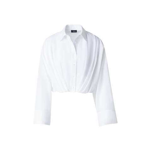 Kurze Baumwoll-Bluse mit weiten Ärmeln